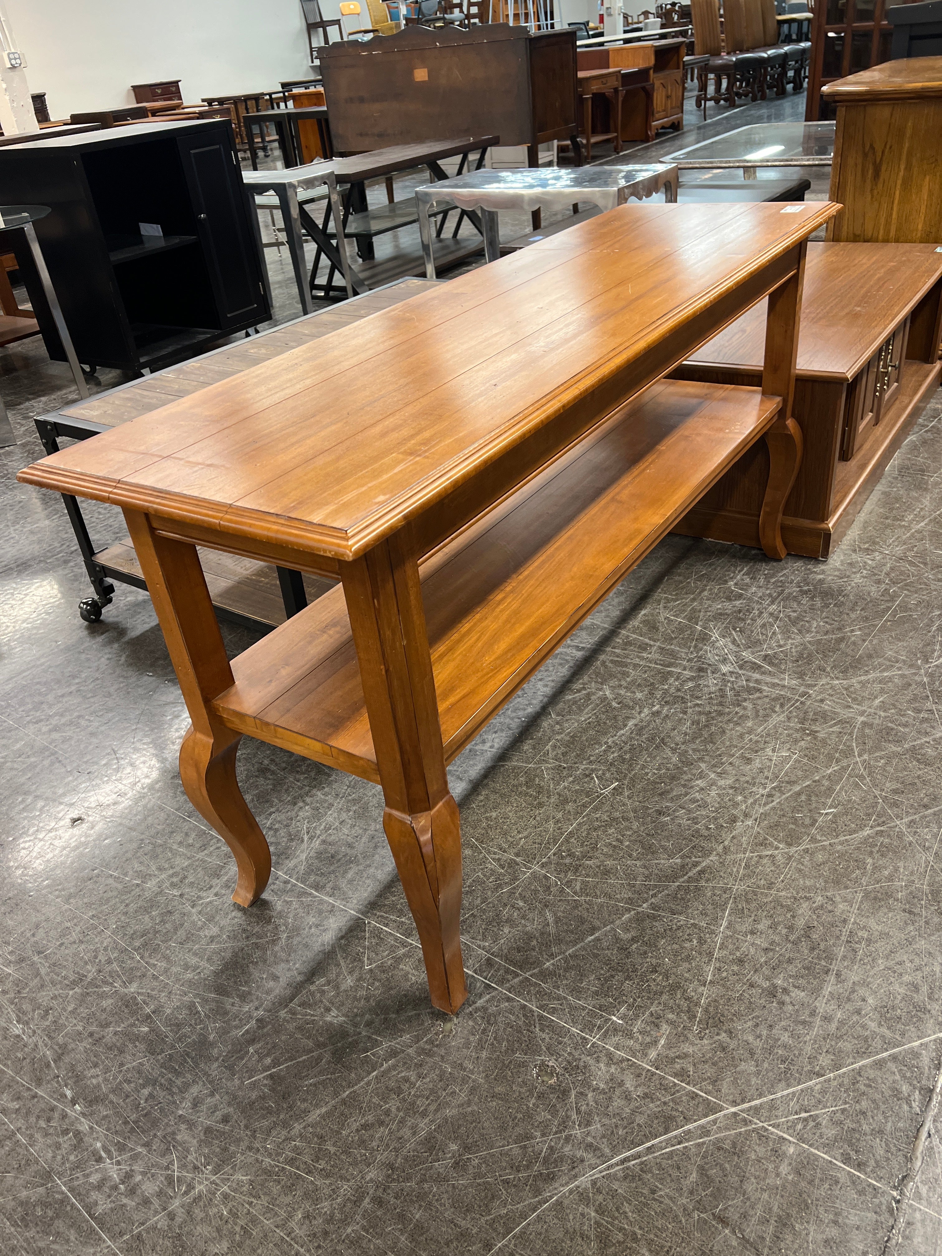 Ethan Allen Classic Wood Console Table with Lower Shelf