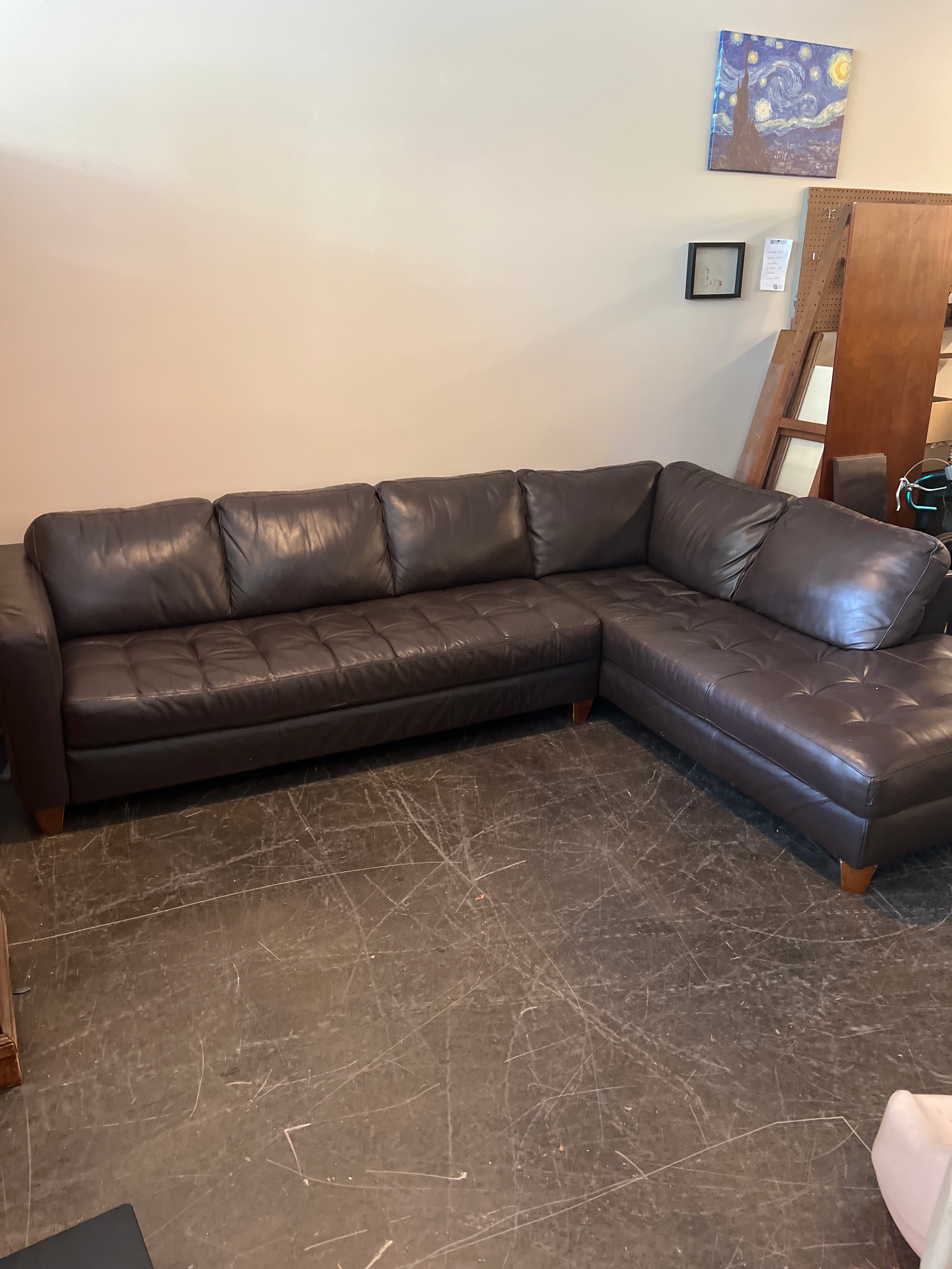 Macy's Milano Leather Two-Piece Sectional Sofa
