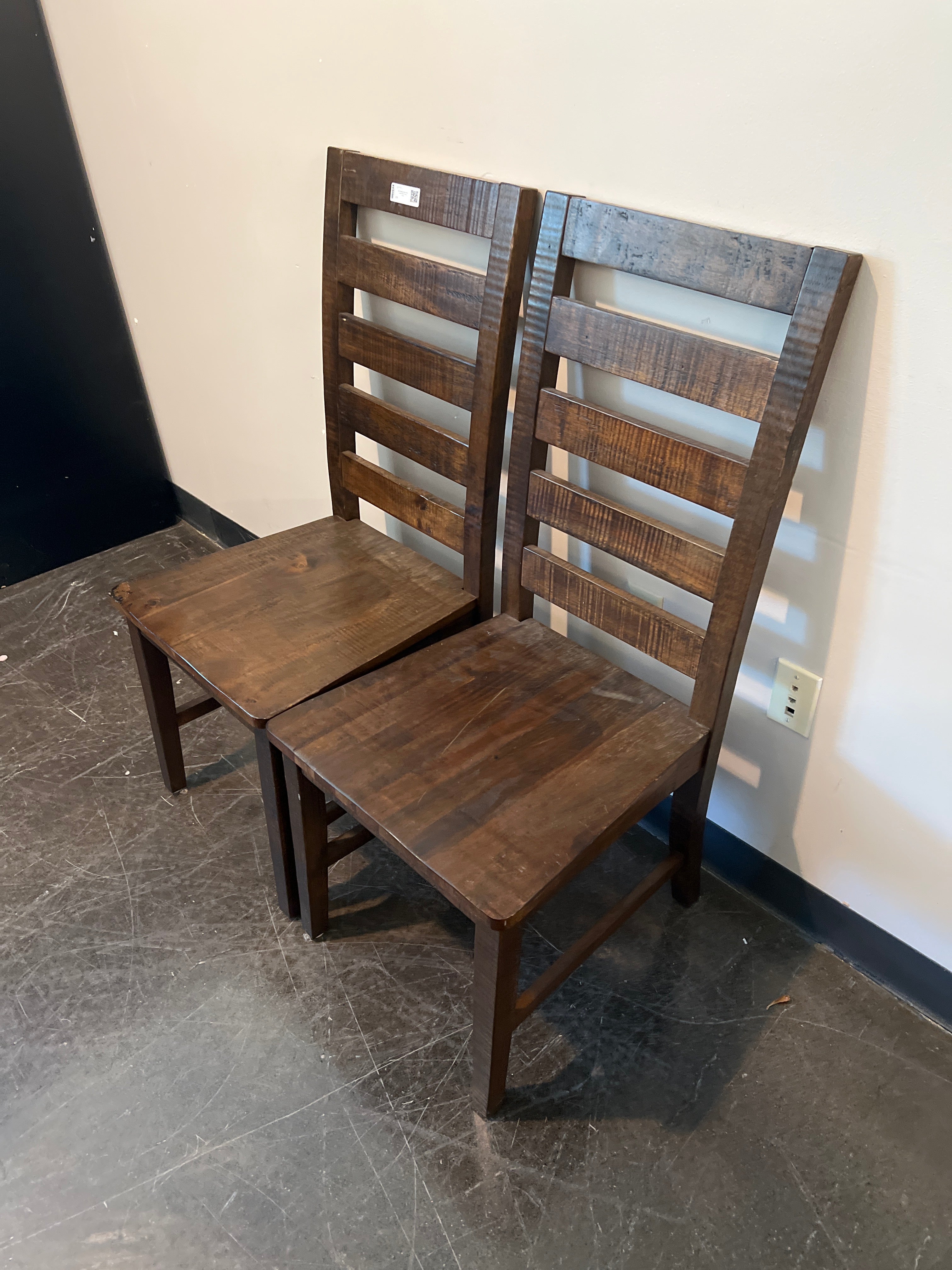World Market Dark Wood Ladder-Back Dining Chairs