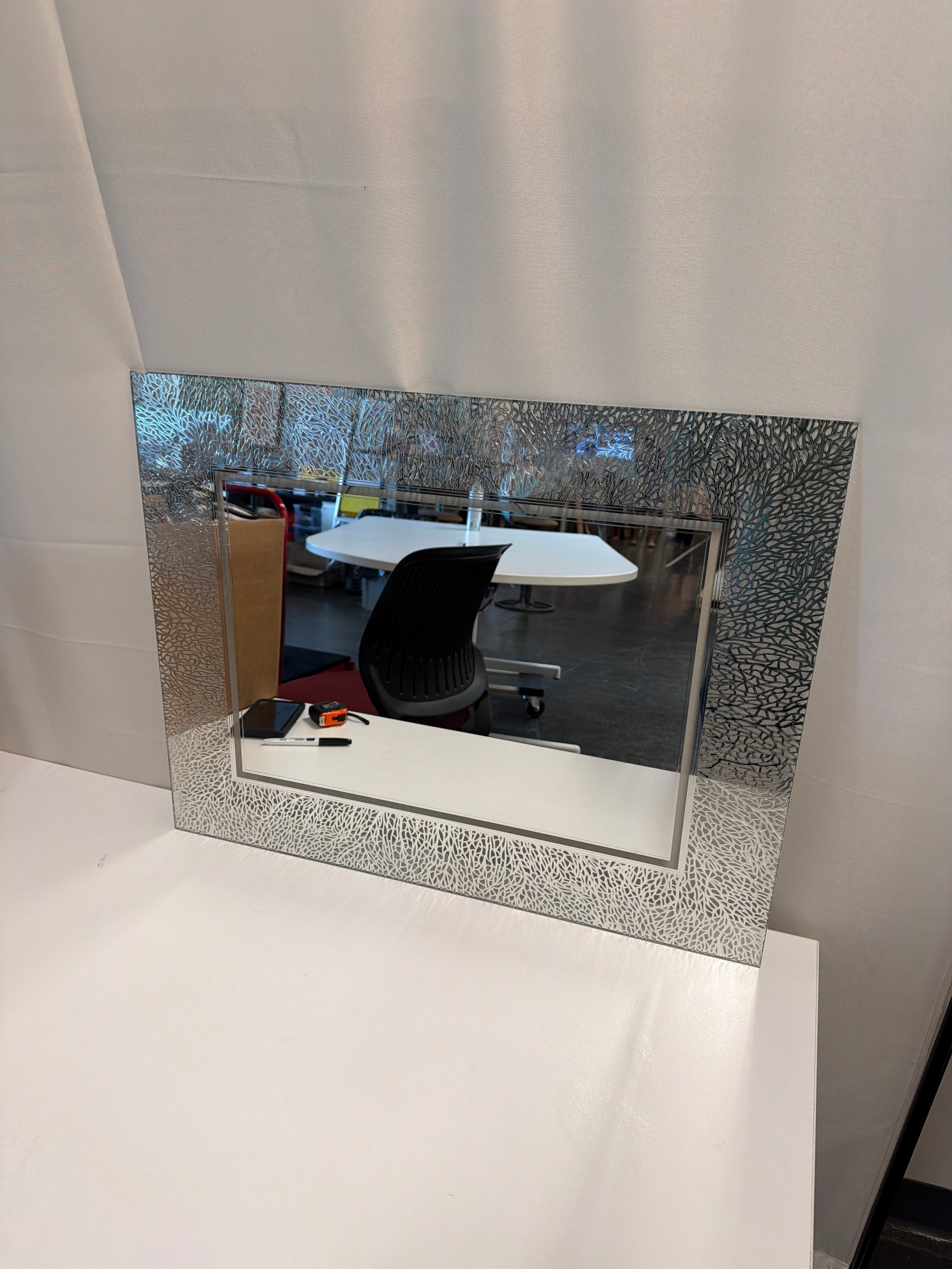 Textured Silver Frame Rectangular Wall Mirror
