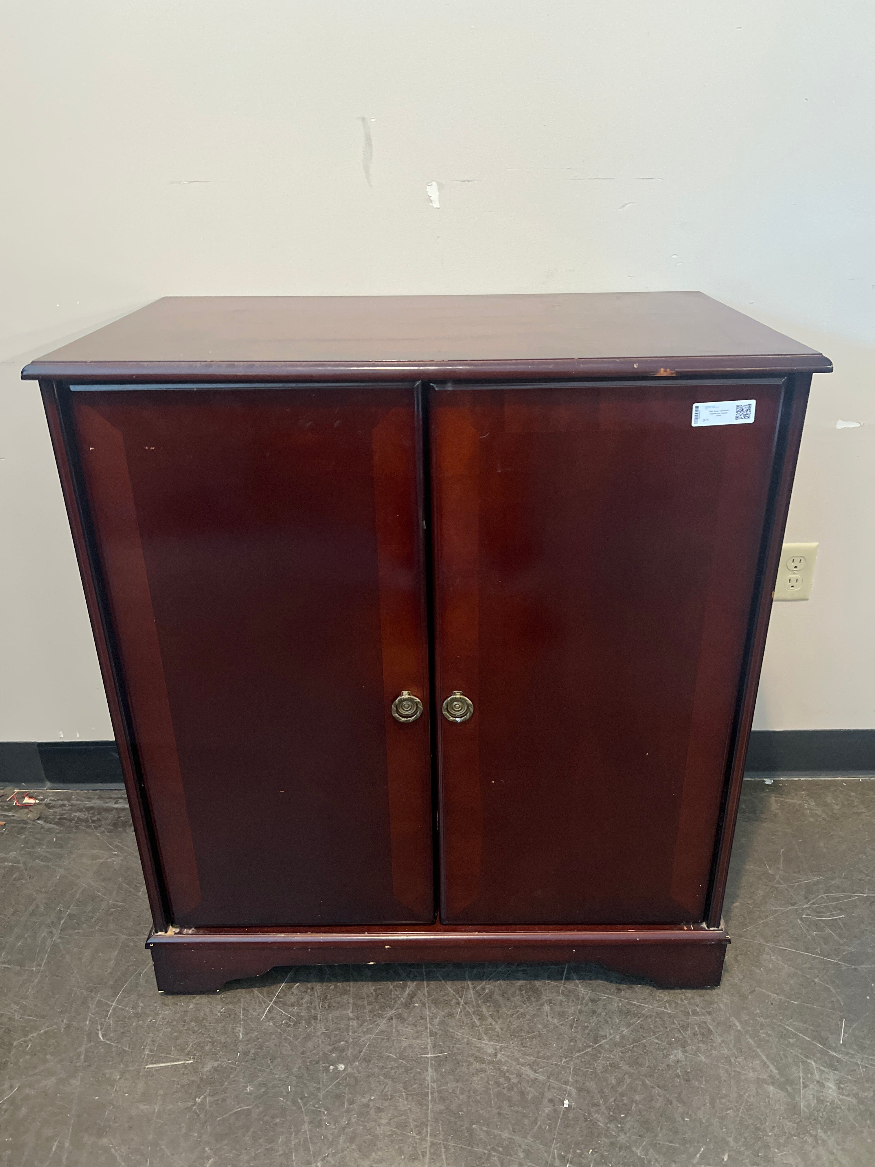 Dark Brown Hardwood Cabinet with Double Doors