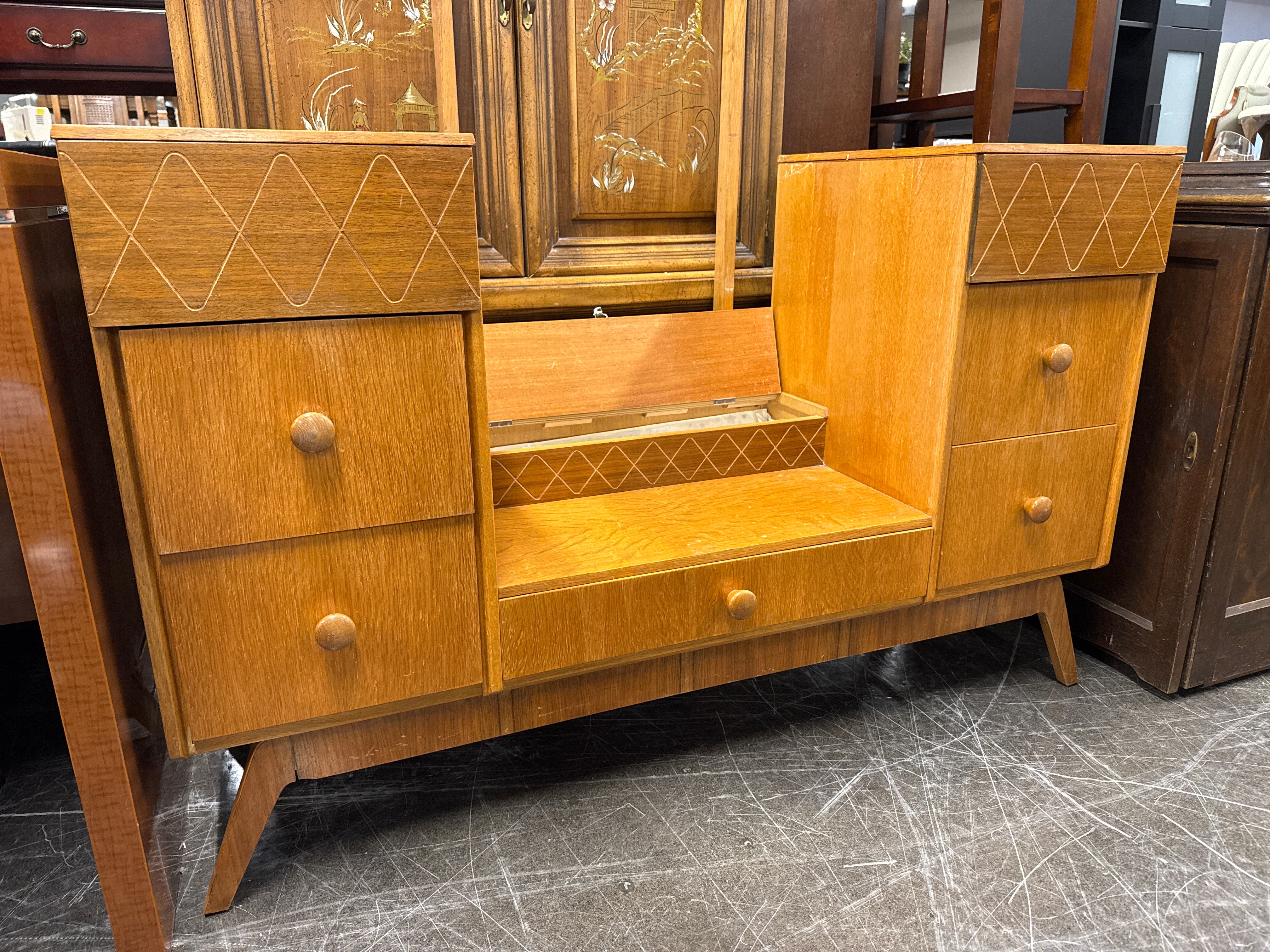 Mid-Century Modern Teak Vanity with Mirror