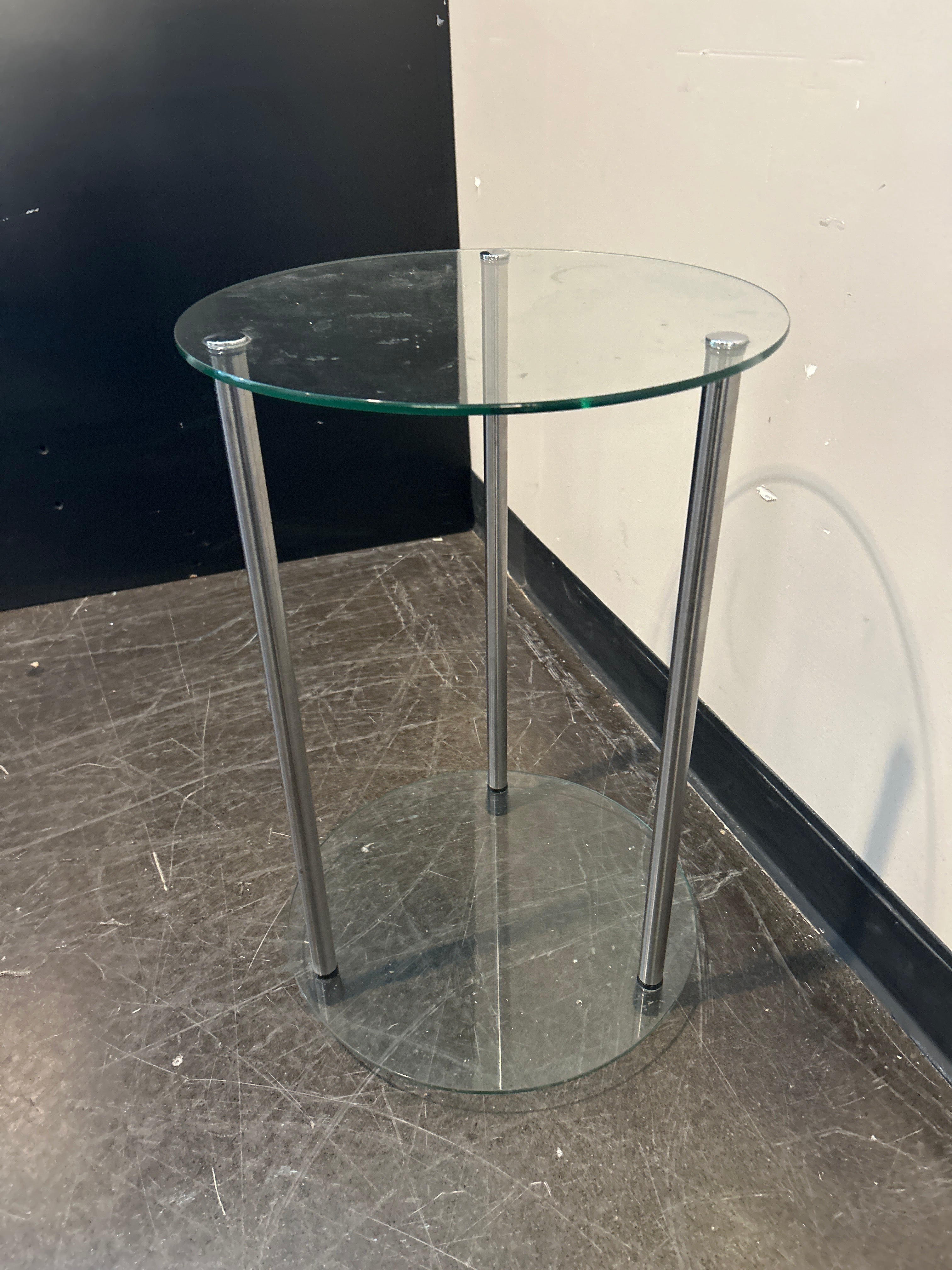 Round Glass Side Table with Chrome Legs