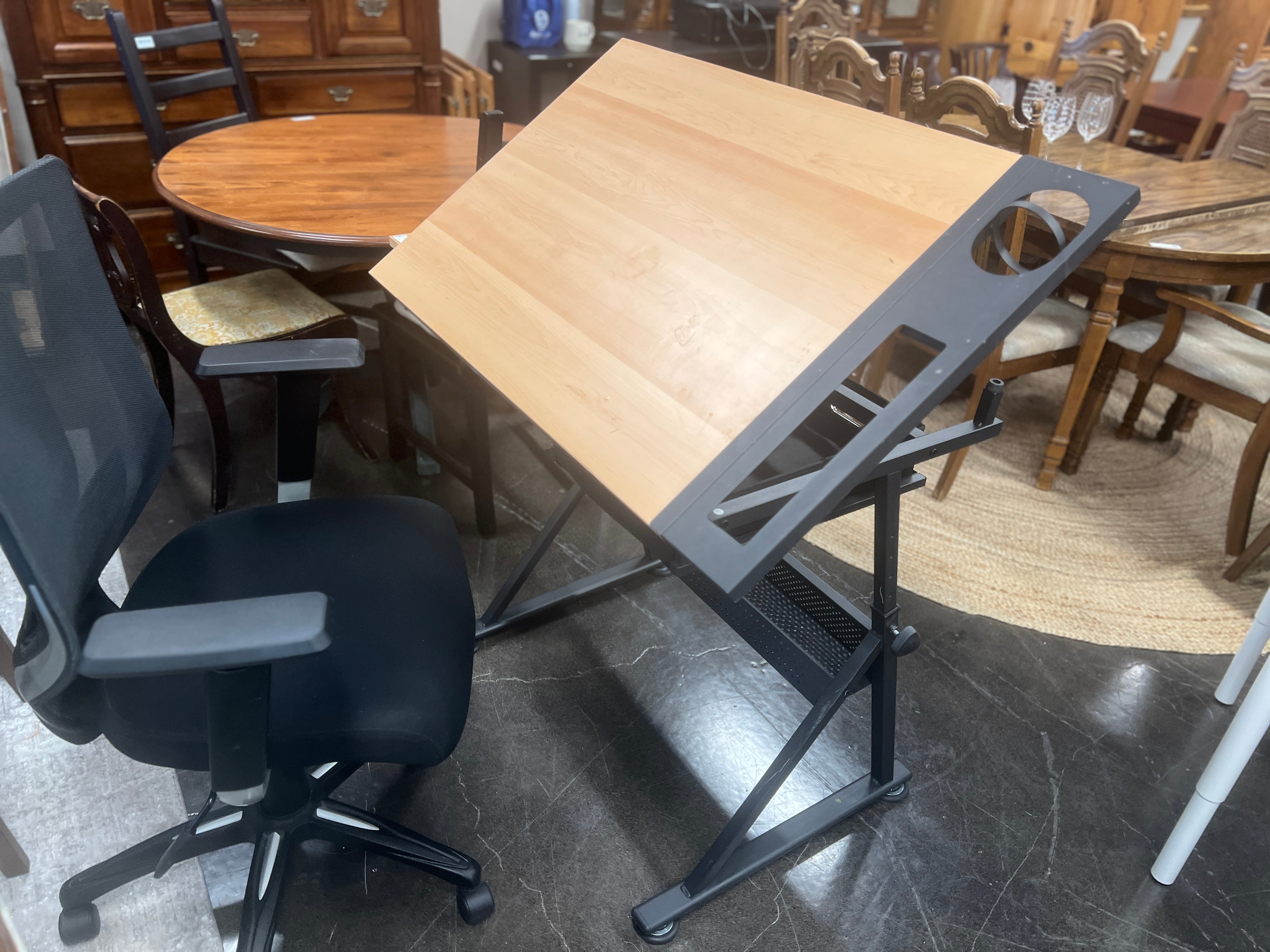Wood and Metal Lift top Drafting Desk