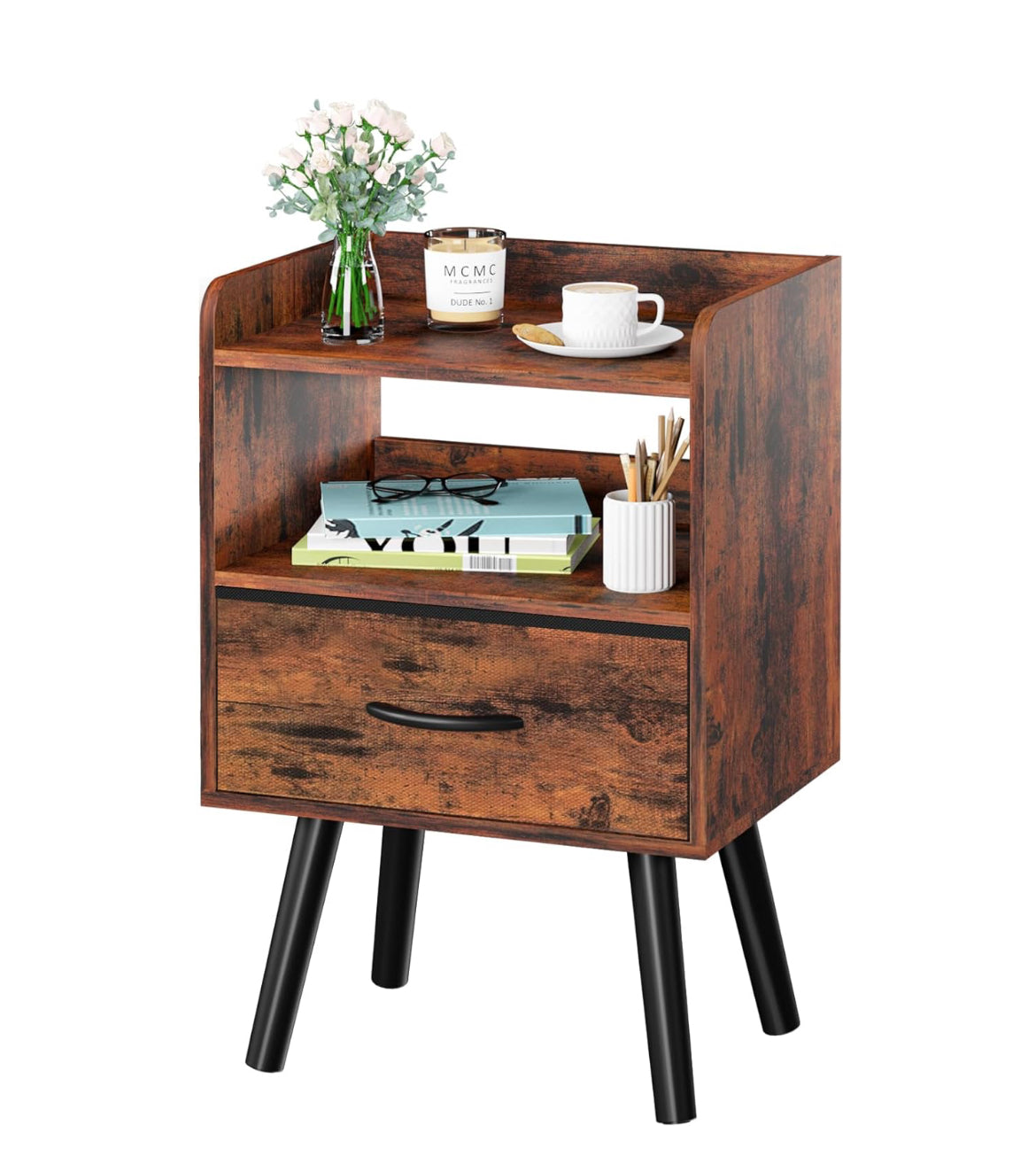 YooBure Brown Mid-Century Modern Nightstand (New in box)