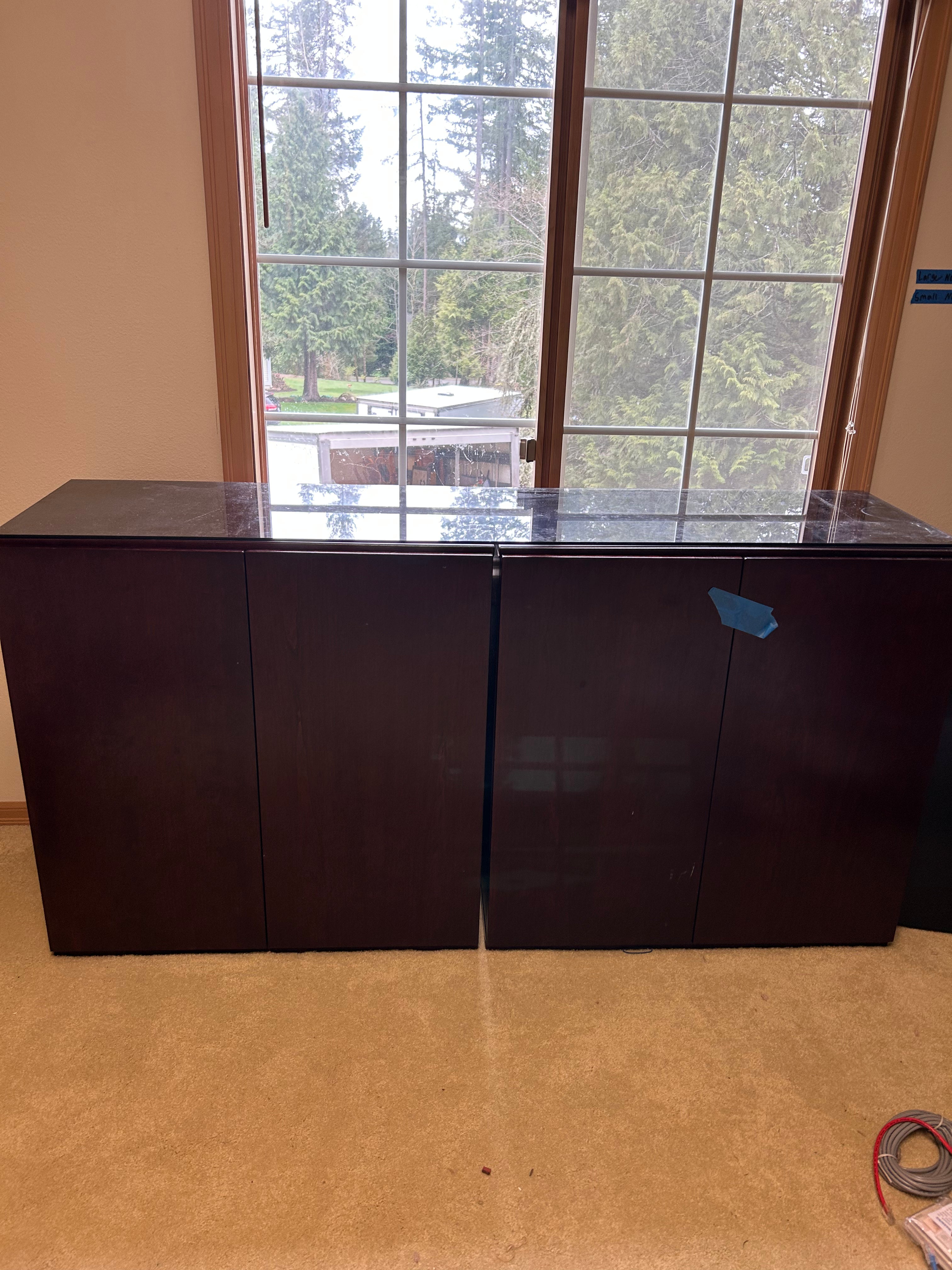 2 Cabinets 4 Drawer w/ Glass Top