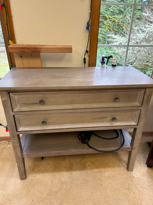 2 Drawer Wooden Nightstand W/ Power Strip