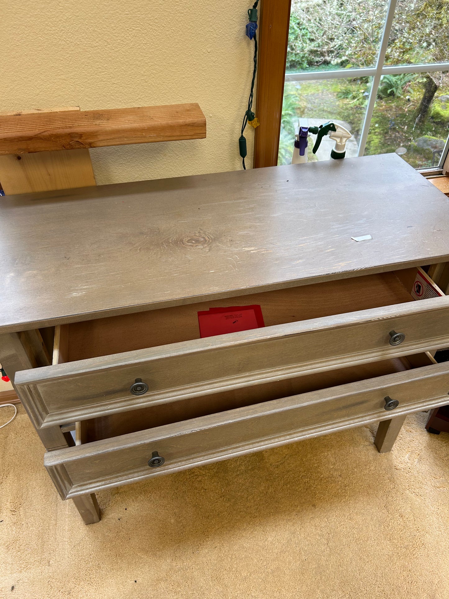 2 Drawer Wooden Nightstand W/ Power Strip