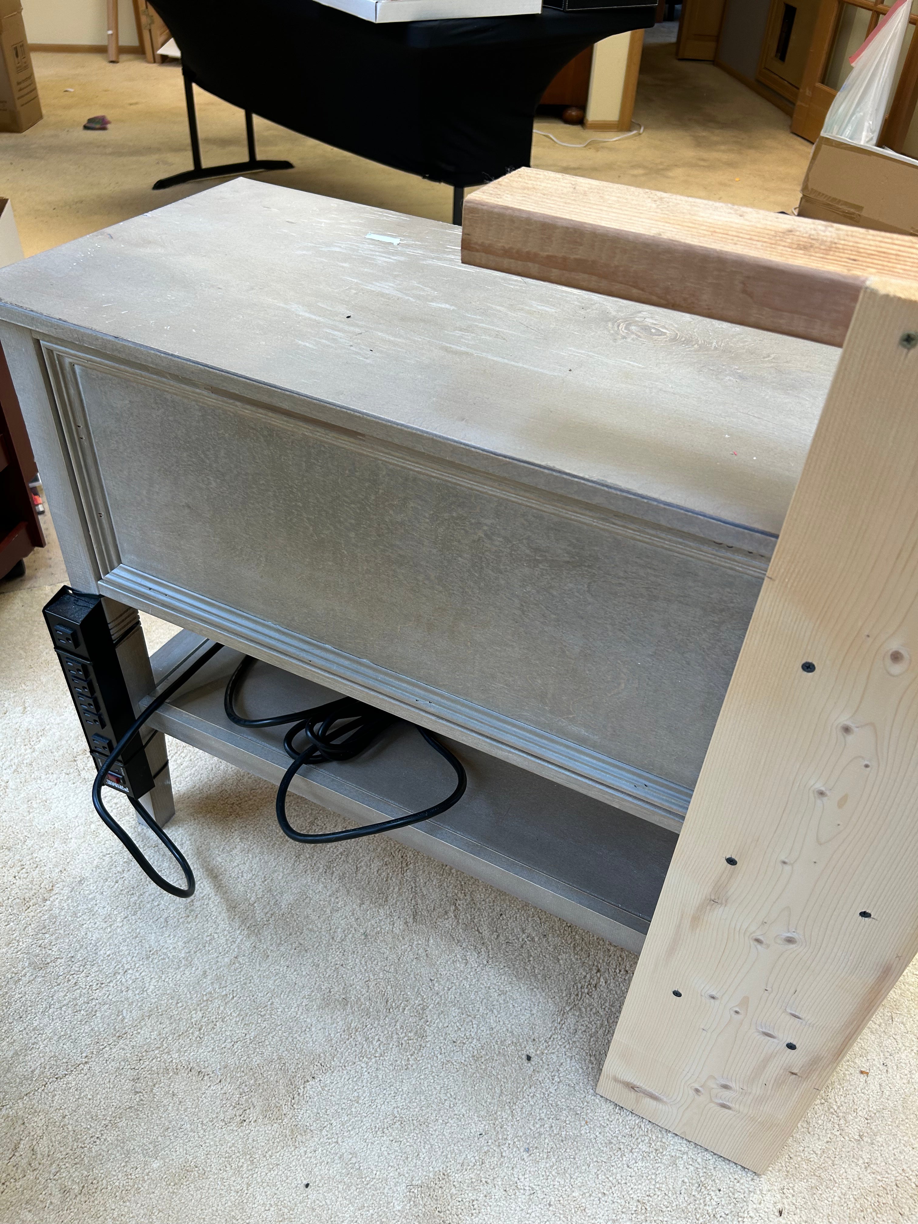 2 Drawer Wooden Nightstand W/ Power Strip