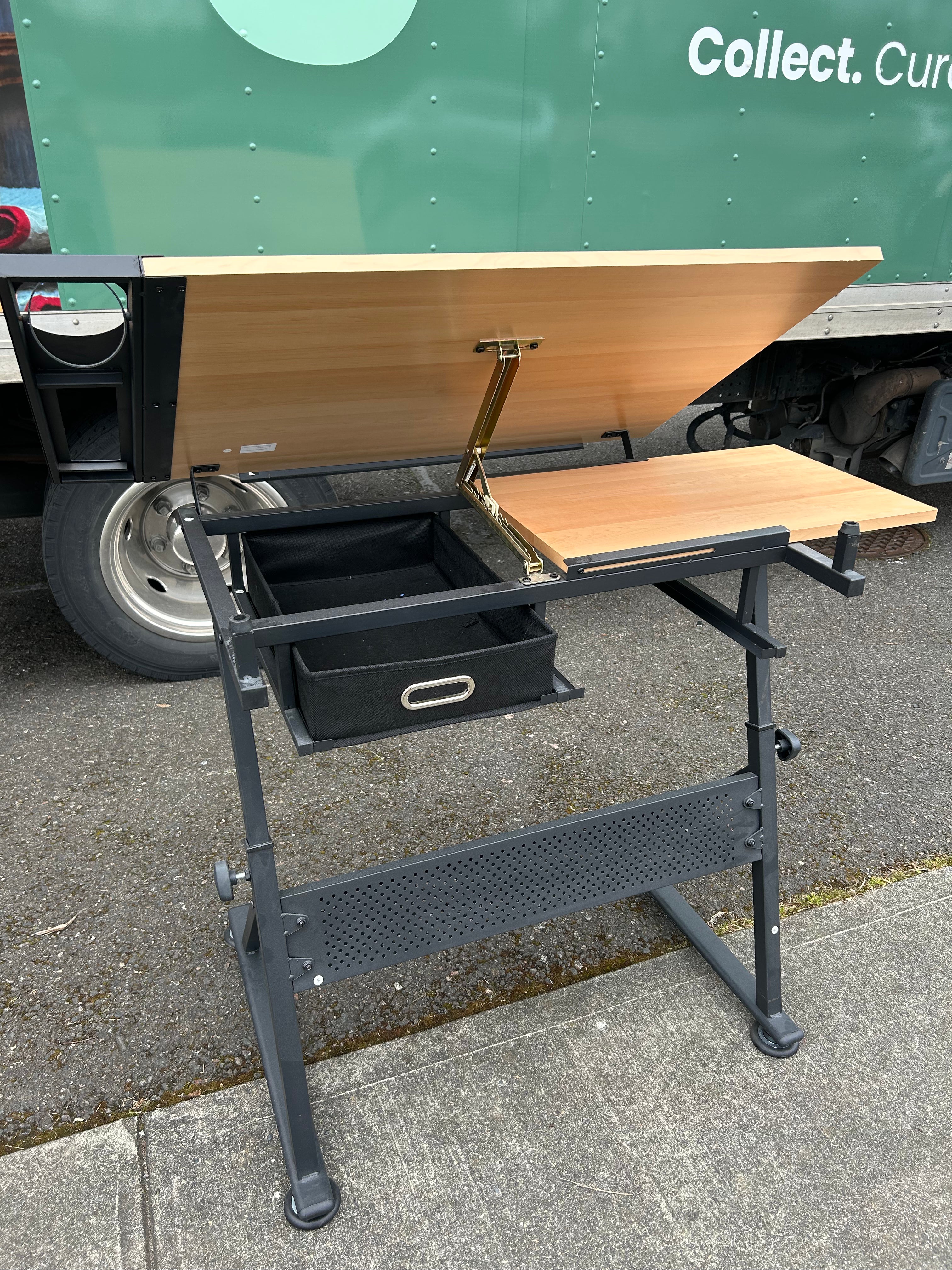 Wood and Metal Lift top Drafting Desk