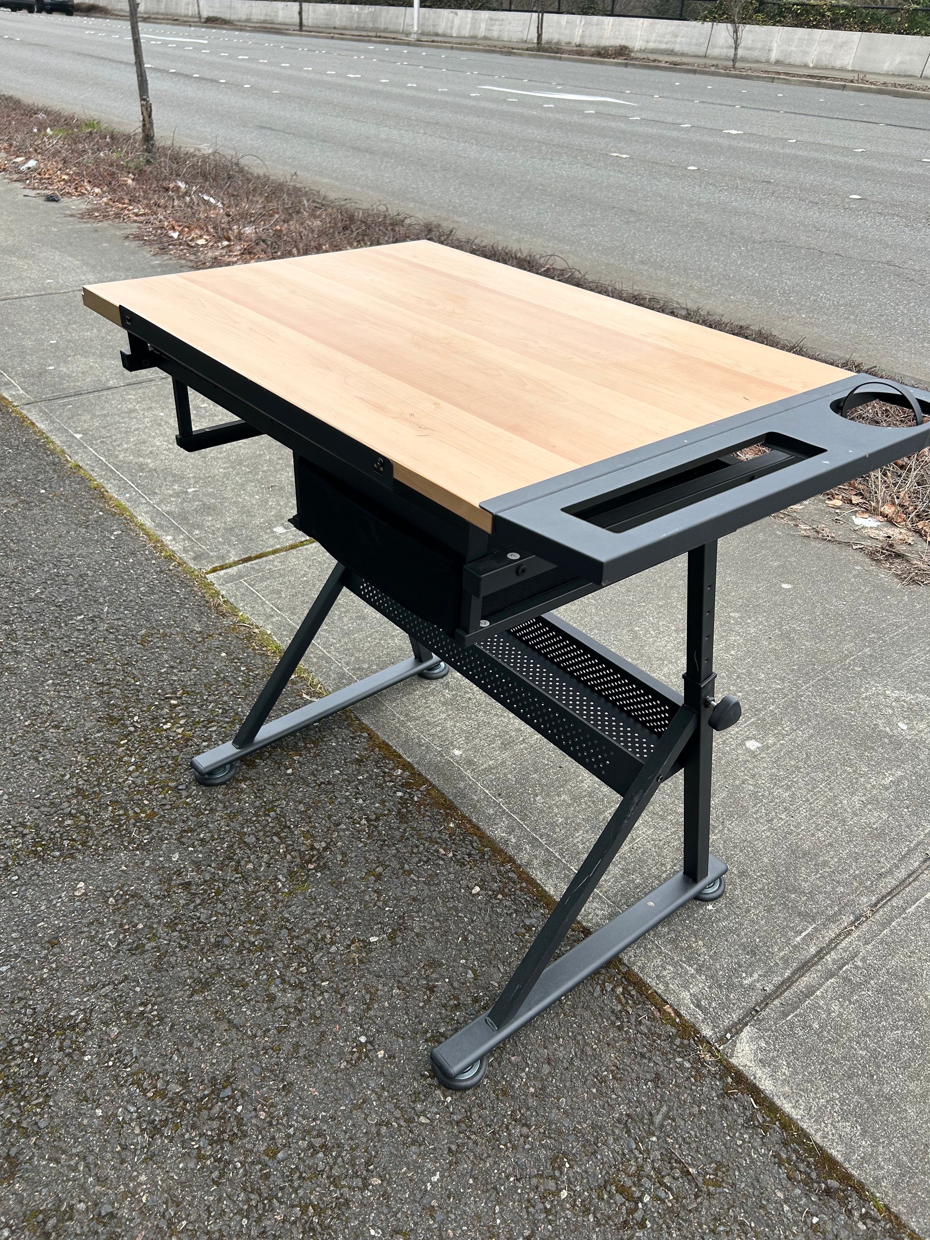 Wood and Metal Lift top Drafting Desk