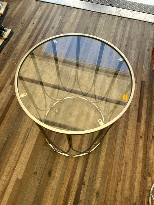 Circle Side Table Plant Stand  w/ Glass