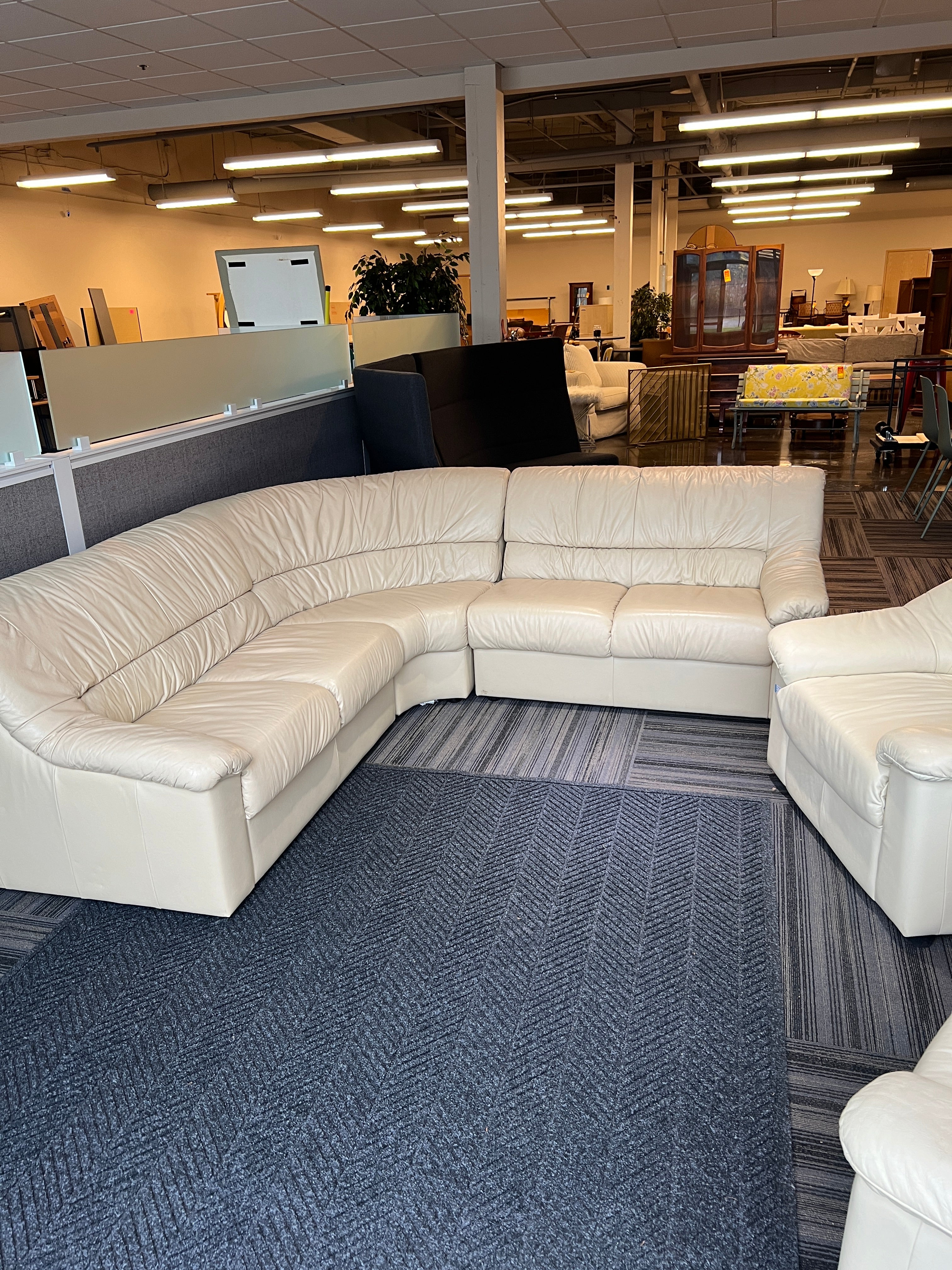 White Leather Sectional Couch