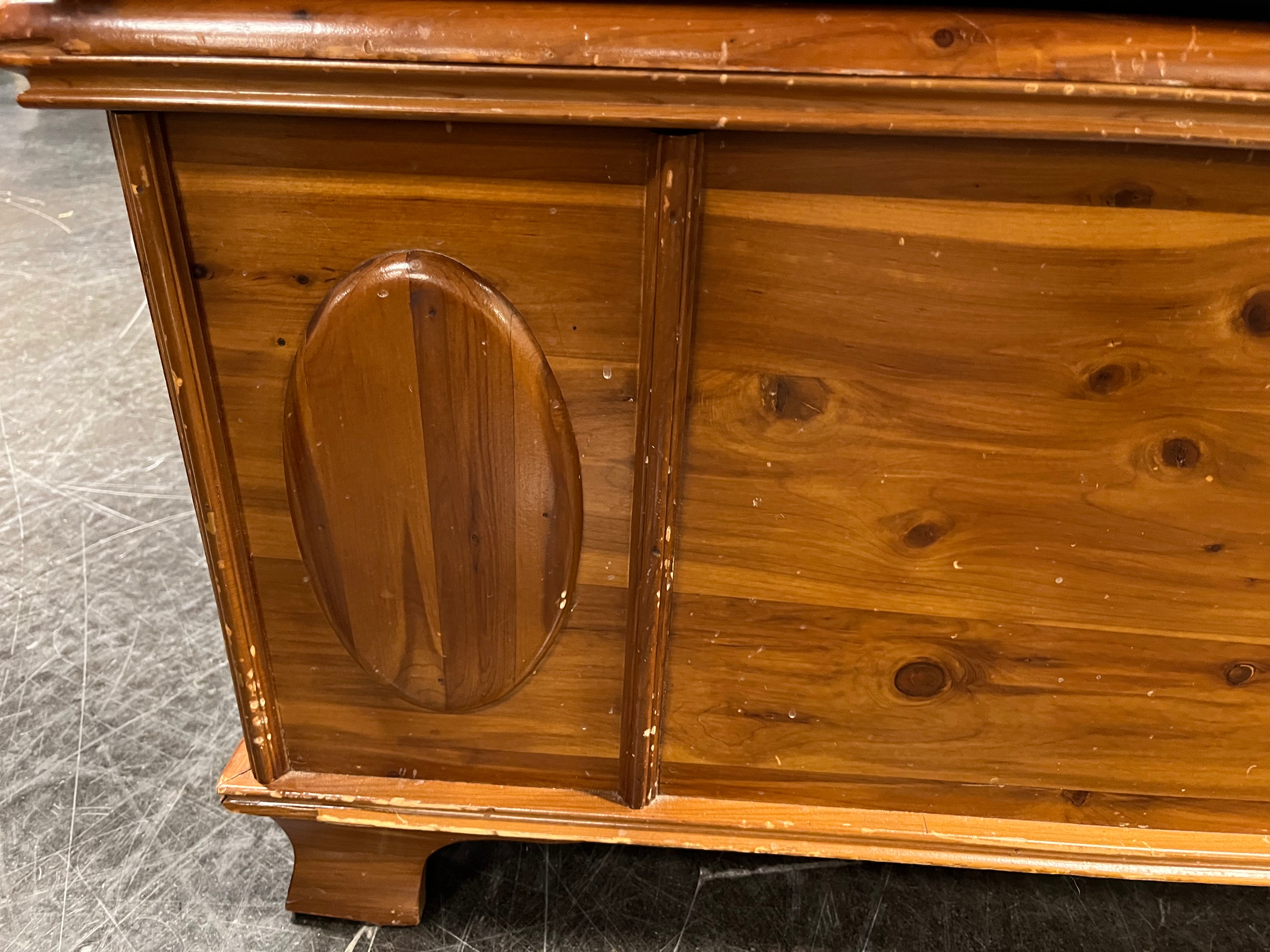 Vintage Lane Solid Cedar Wood Storage Chest with Black Upholstered Top