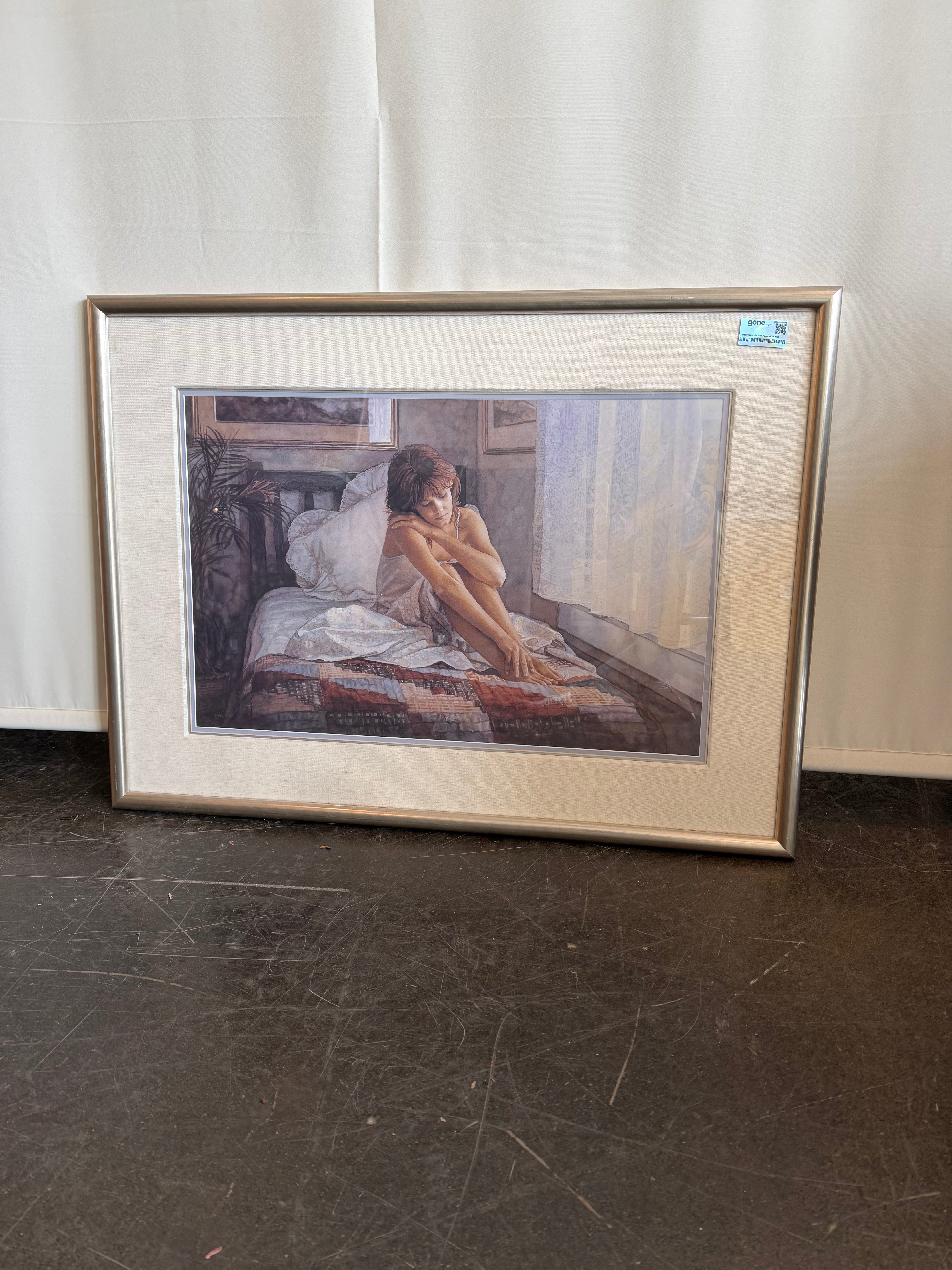 Steve Hanks Framed Limited Edition Figurative Art Print of Woman on Bed