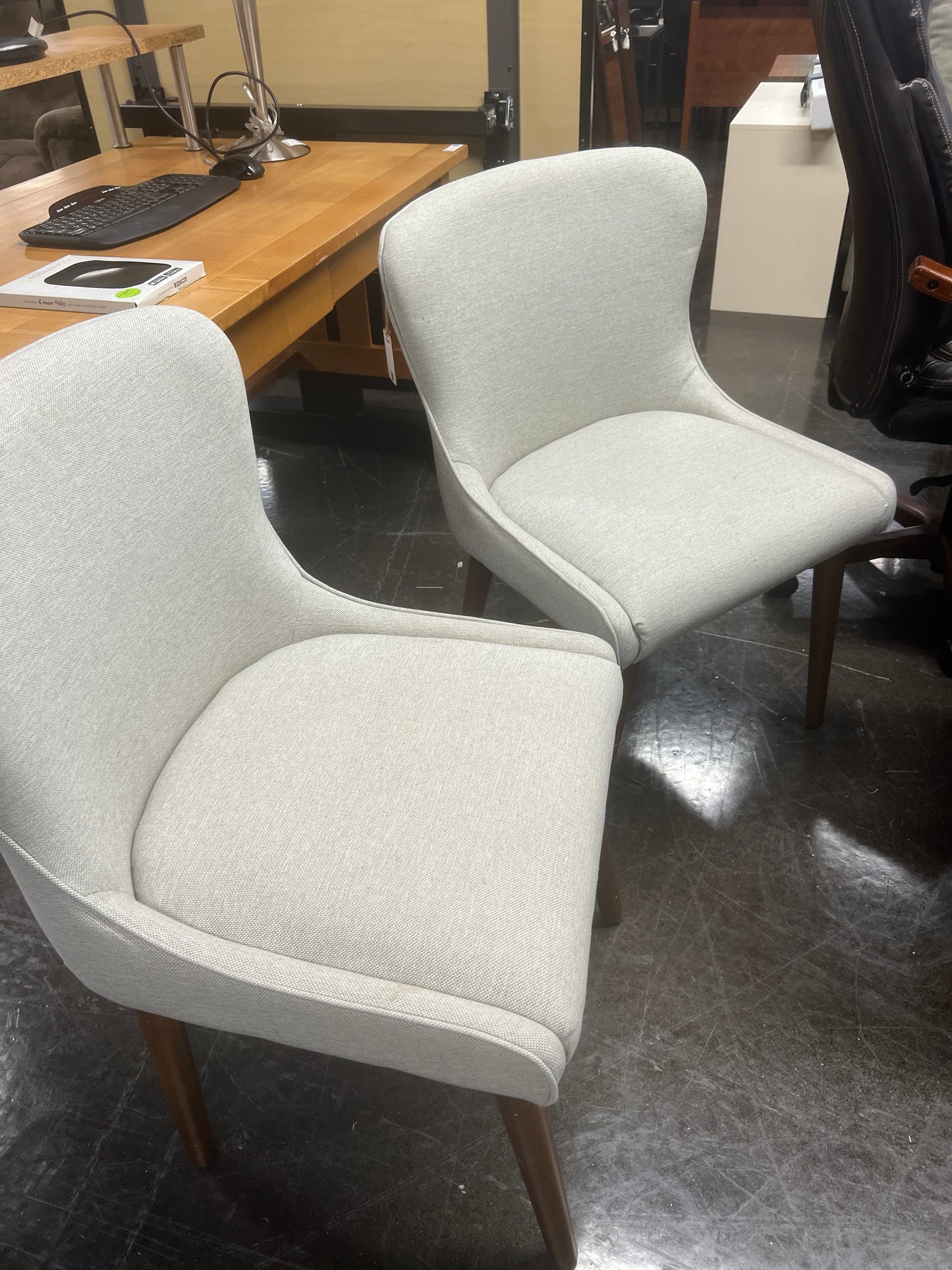 Elegant Beige Cloth Dining Chair from World Market Set of Two