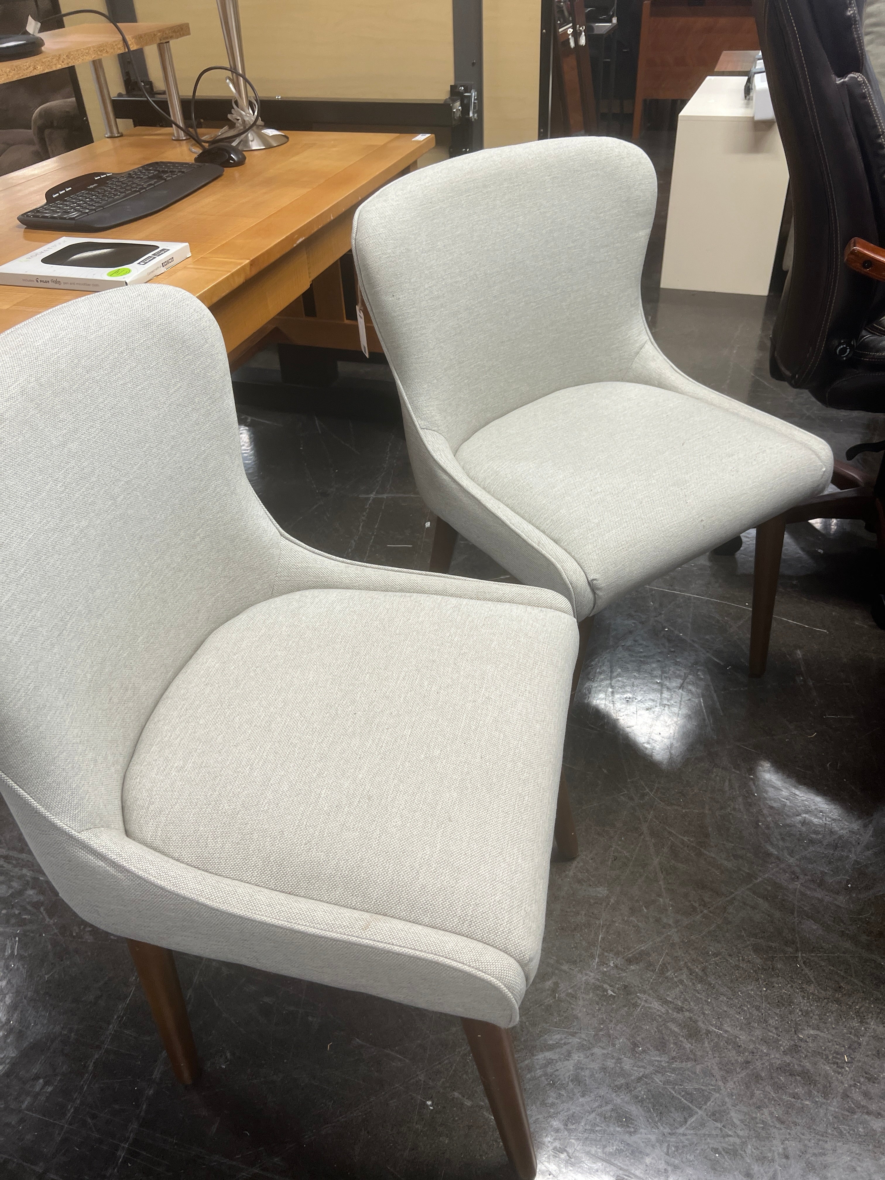 Elegant Beige Cloth Dining Chair from World Market Set of Two