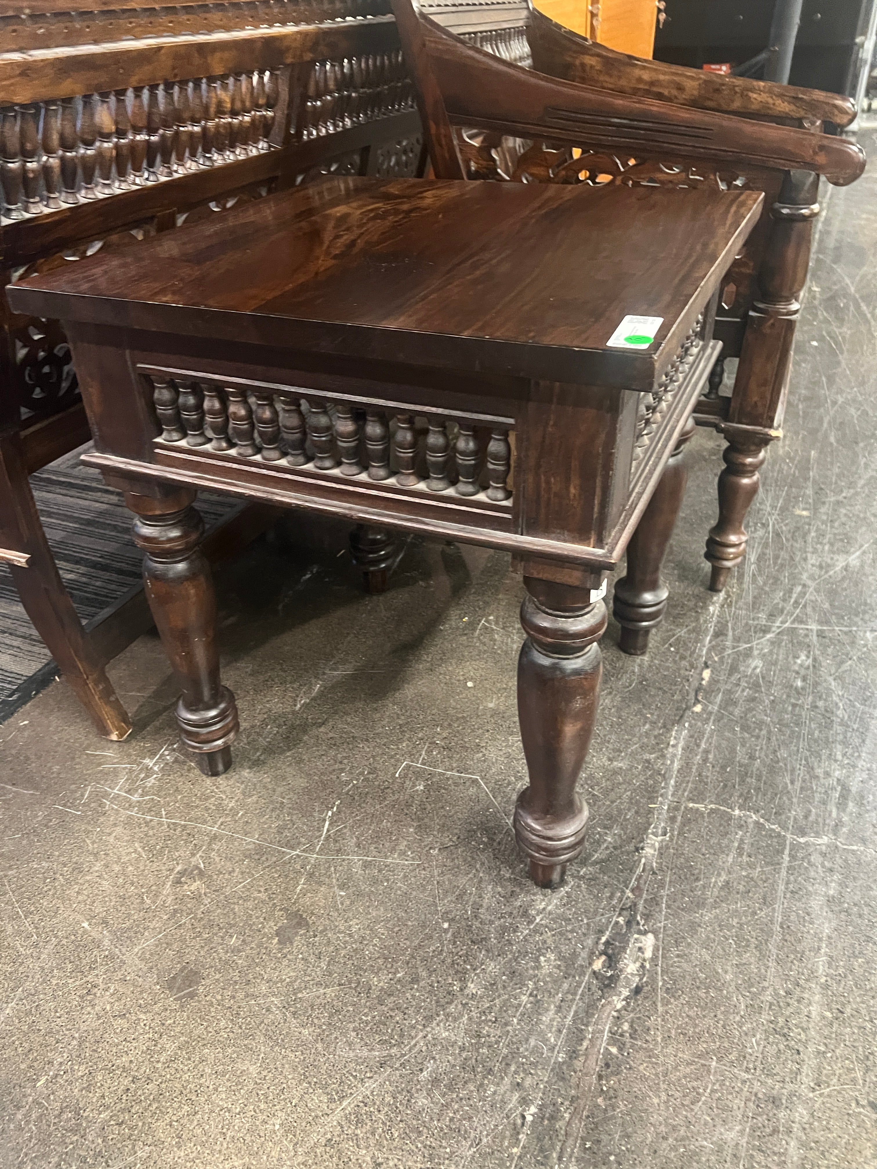 Ornate Vintage-Inspired Carved Wooden Side Table