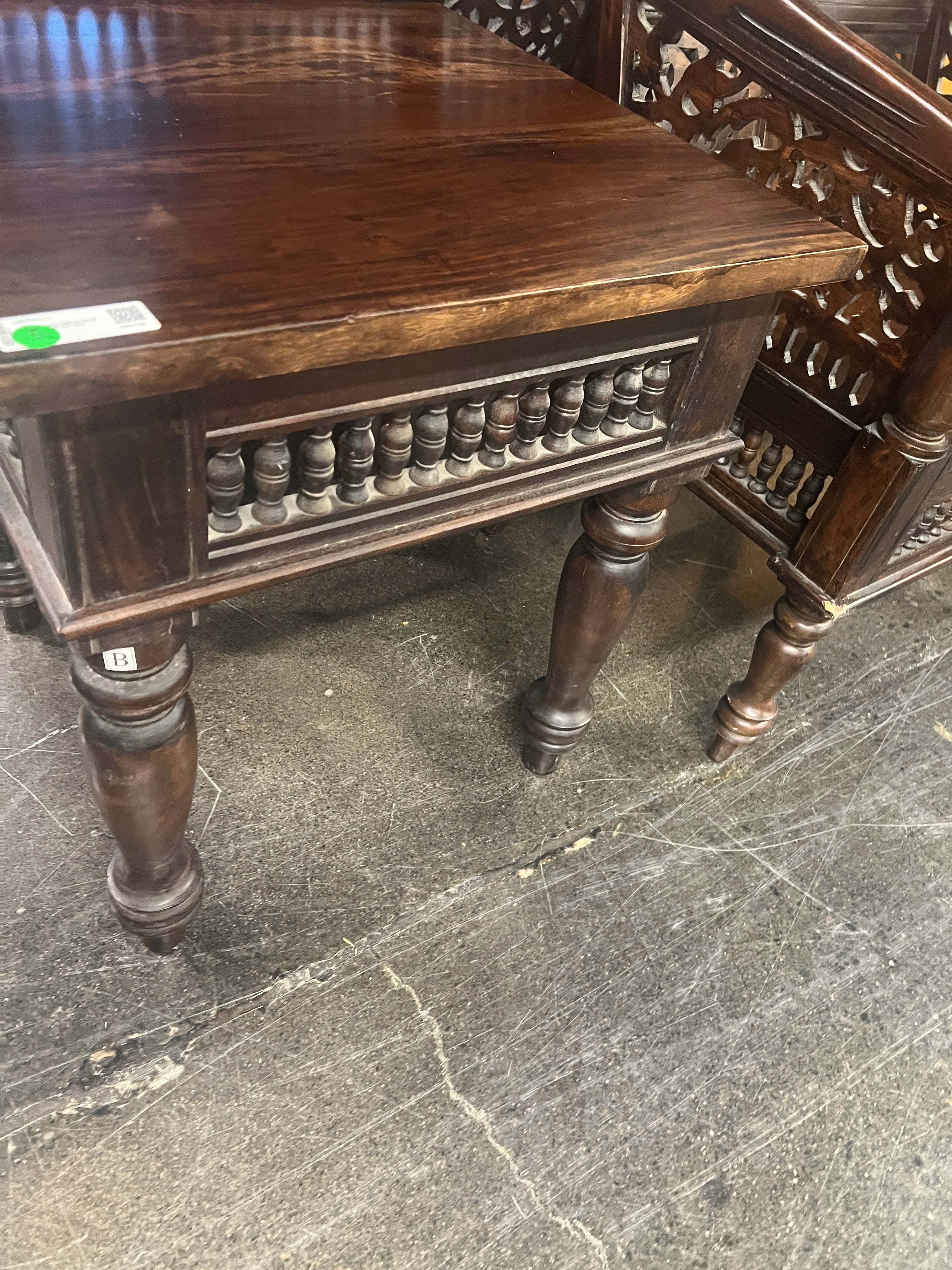 Ornate Vintage-Inspired Carved Wooden Side Table
