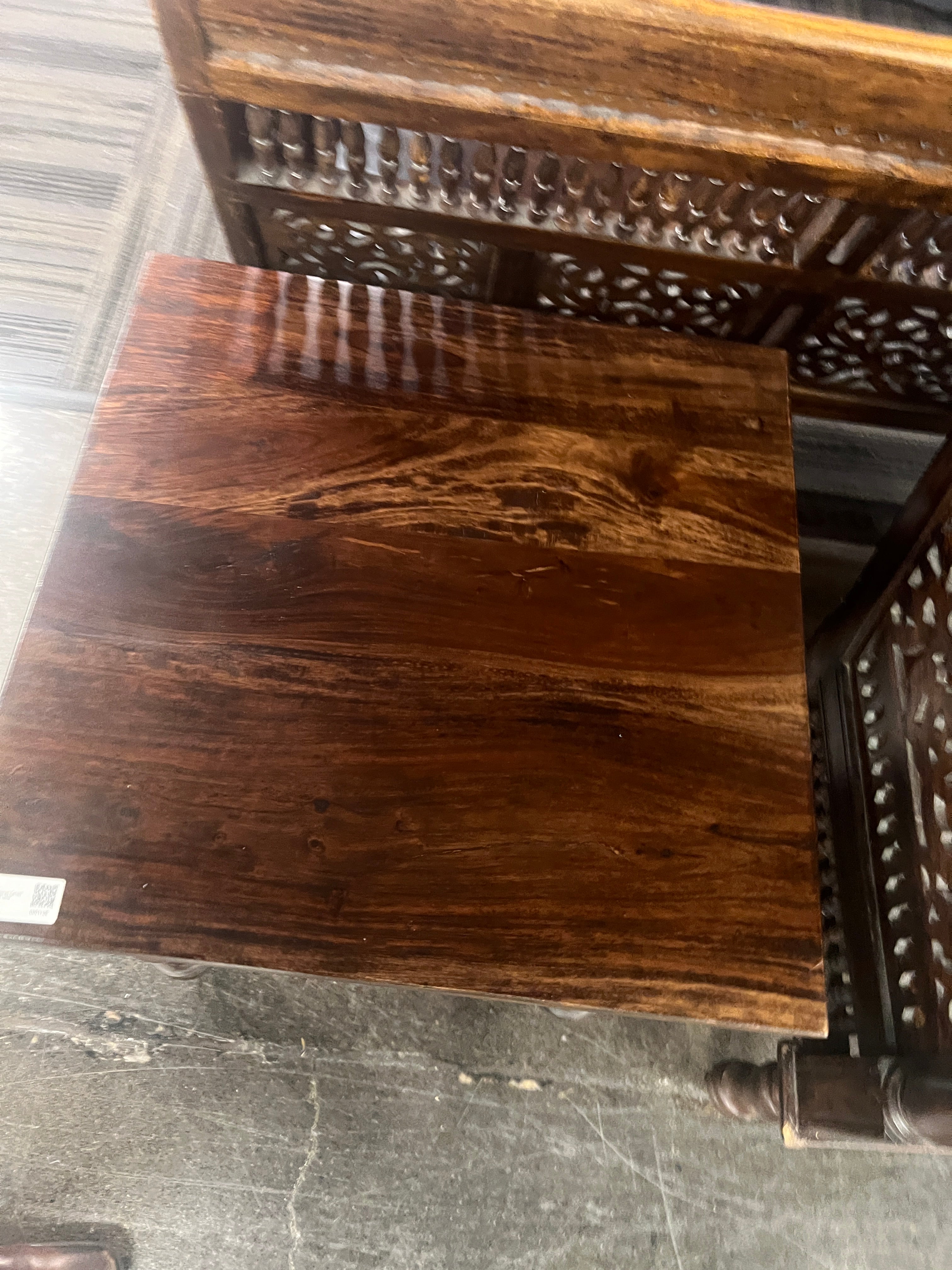 Ornate Vintage-Inspired Carved Wooden Side Table