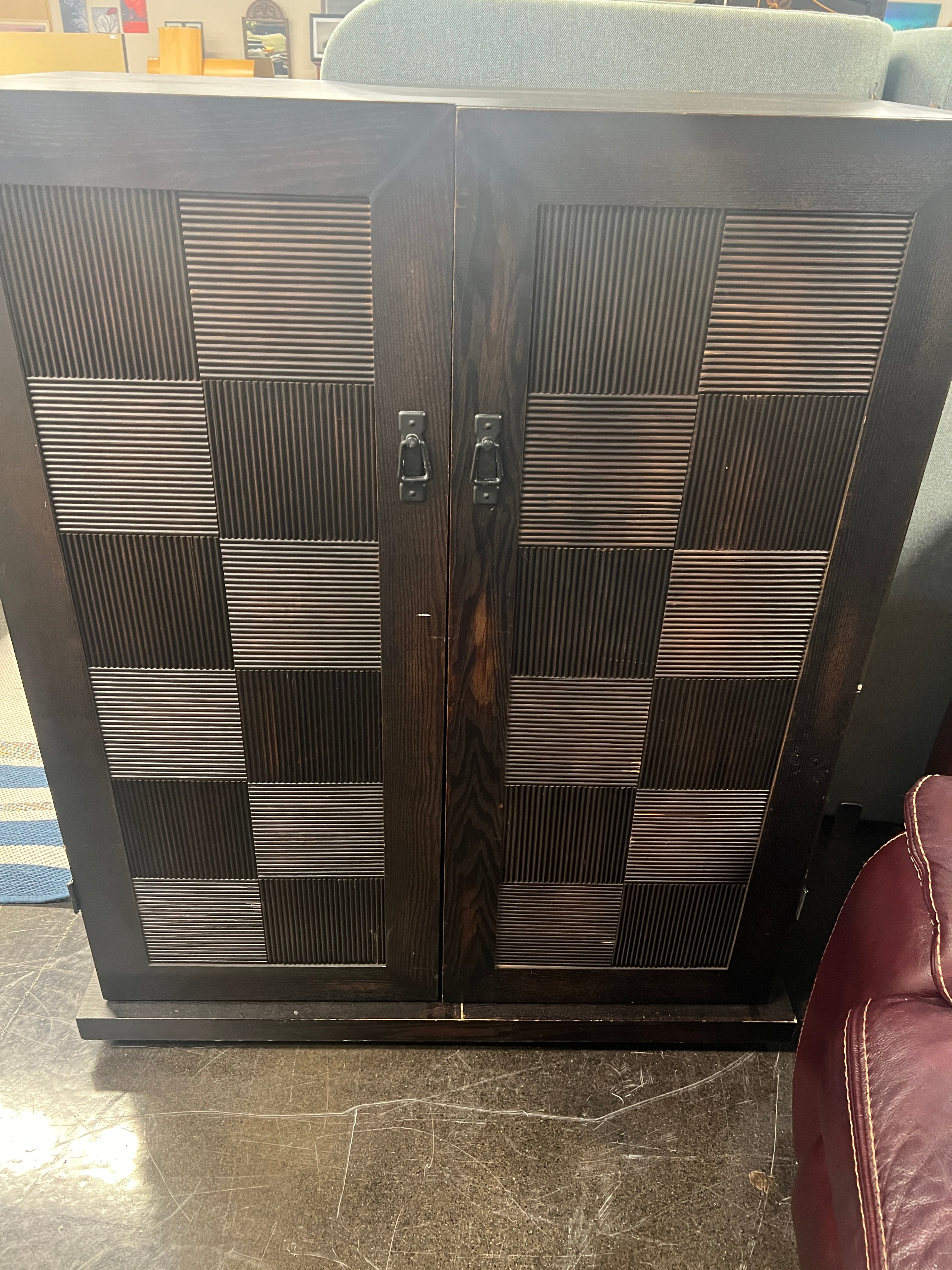 Black Checkered Media Stand