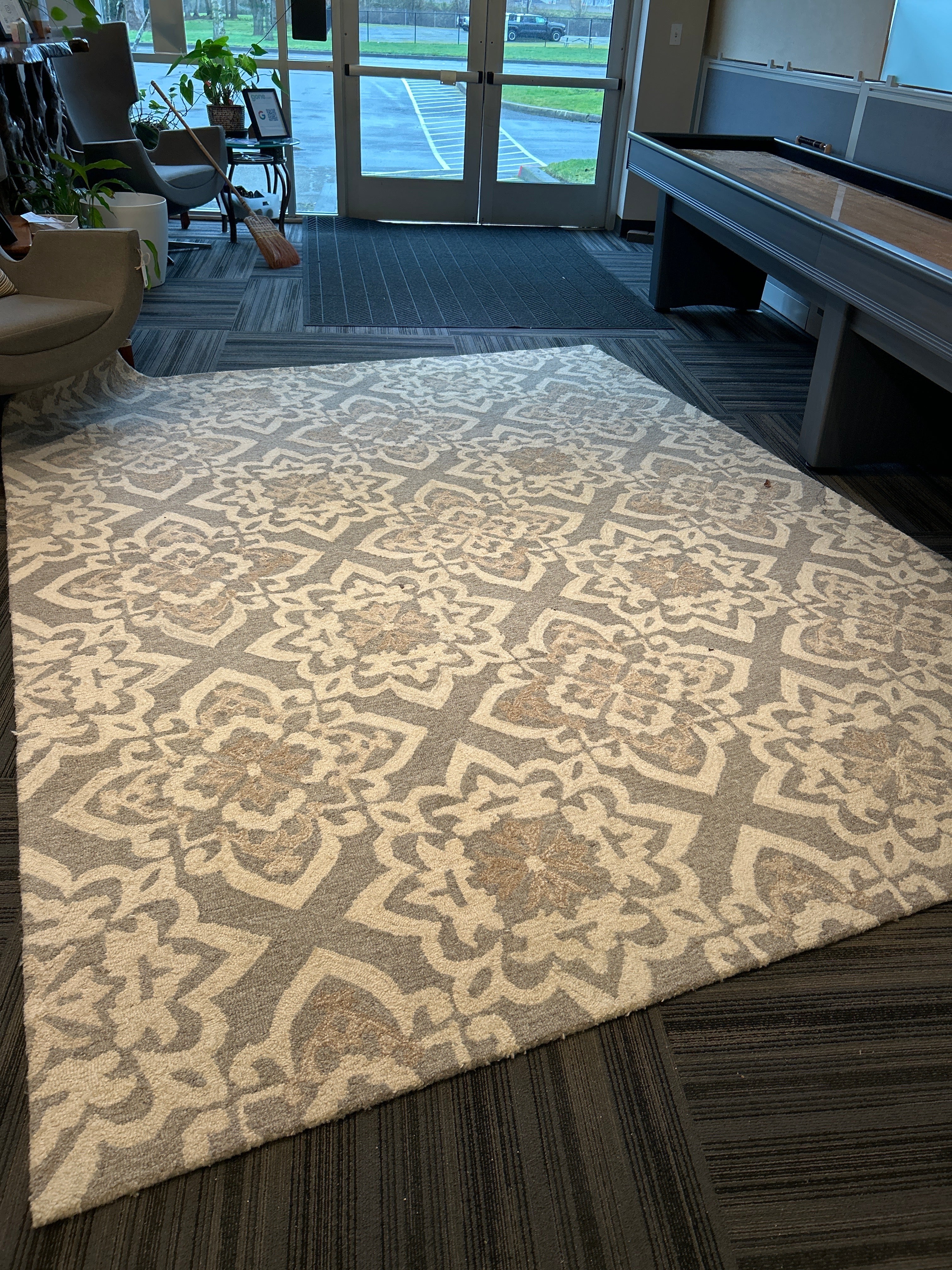 Gray & Tan Rug 100% Wool Pull 8’ x 10’