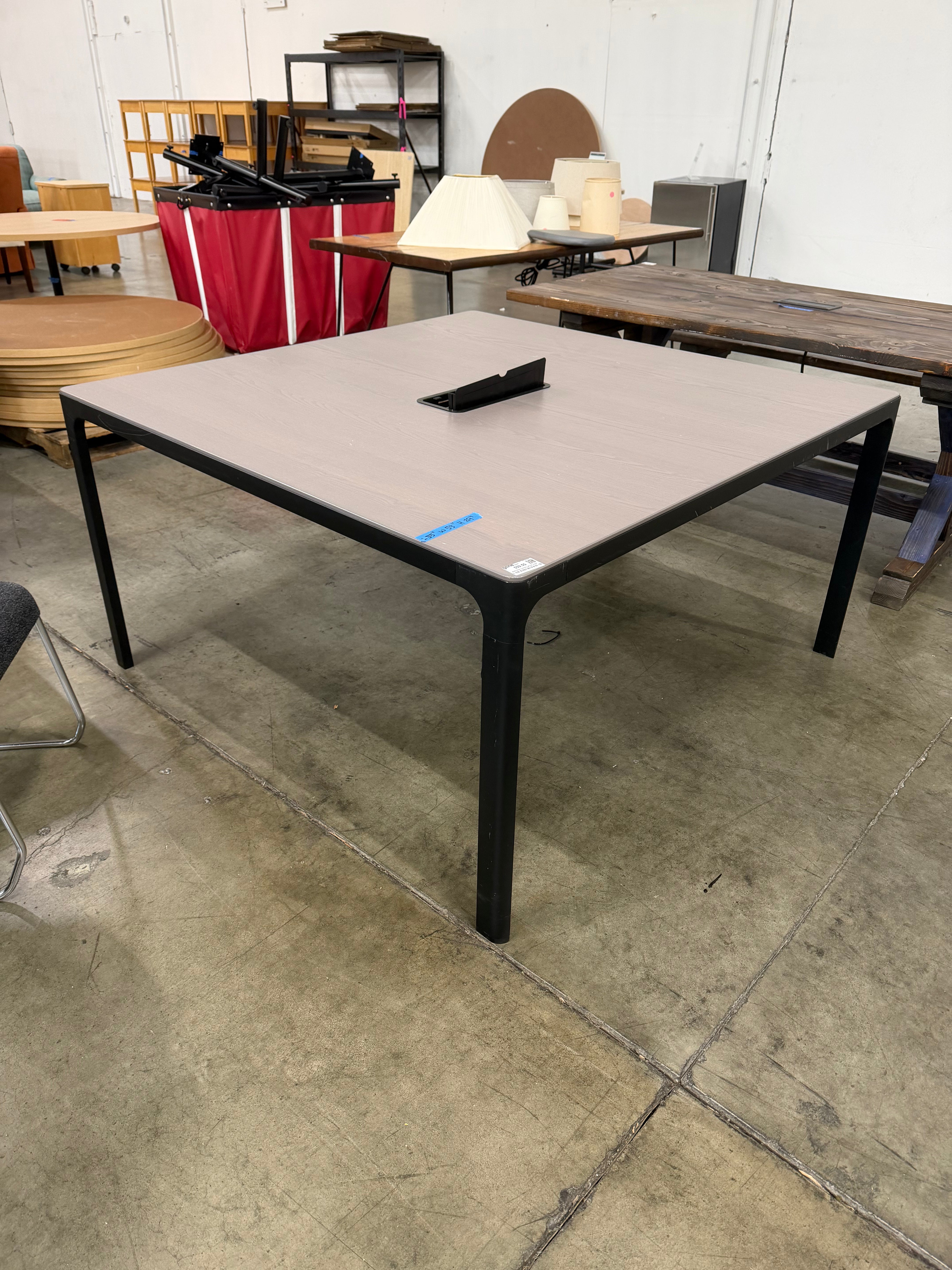 Modern Square Conference Table with Integrated Power Module