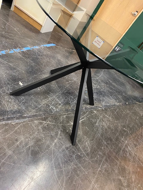 Modern Glass Top Coffee Table with Black Metal Base