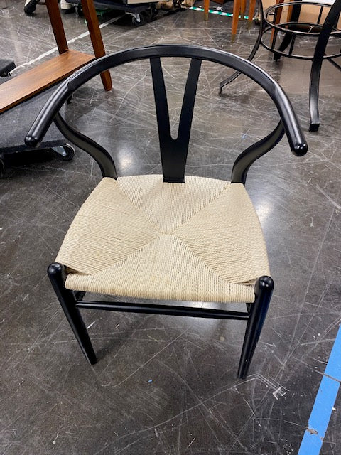 Modern Grey Woven Chair with Black Frame