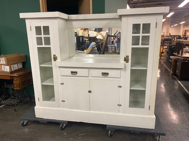 Rustic Wood Cabinet with White Accents