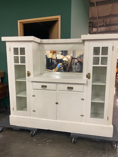 Rustic Wood Cabinet with White Accents