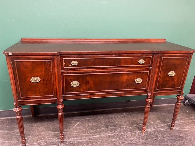 Dark Hardwood Buffet Server with Turned Legs - Damage on Top - Price reflects damage