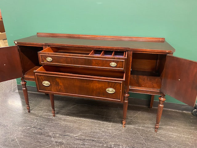 Dark Hardwood Buffet Server with Turned Legs - Damage on Top - Price reflects damage