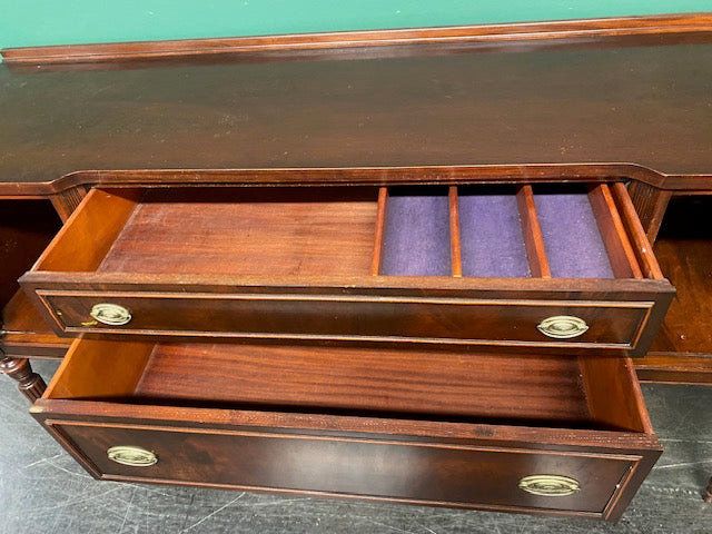 Dark Hardwood Buffet Server with Turned Legs - Damage on Top - Price reflects damage