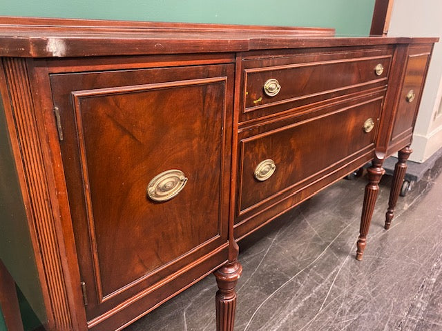 Dark Hardwood Buffet Server with Turned Legs - Damage on Top - Price reflects damage