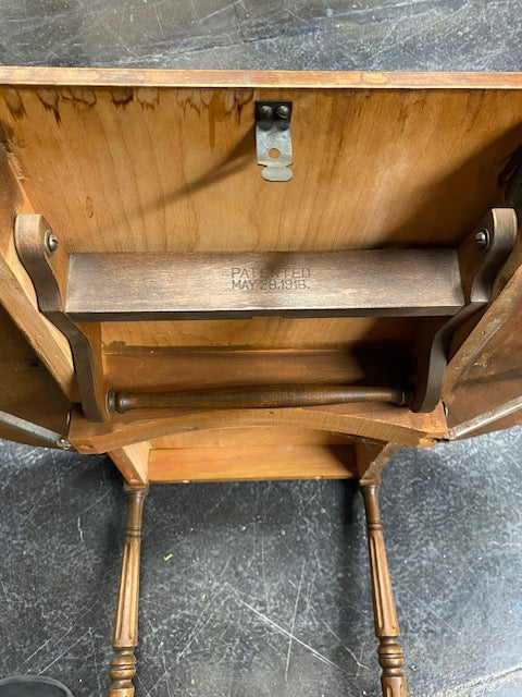 Antique Brown Wood Serving Cart with Drop-Leaf Top