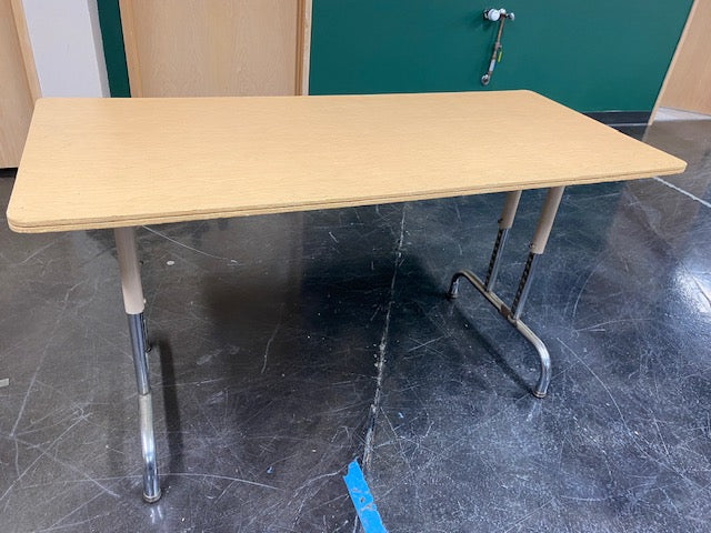 Mid-Century Modern Hardwood Table with Chrome Legs