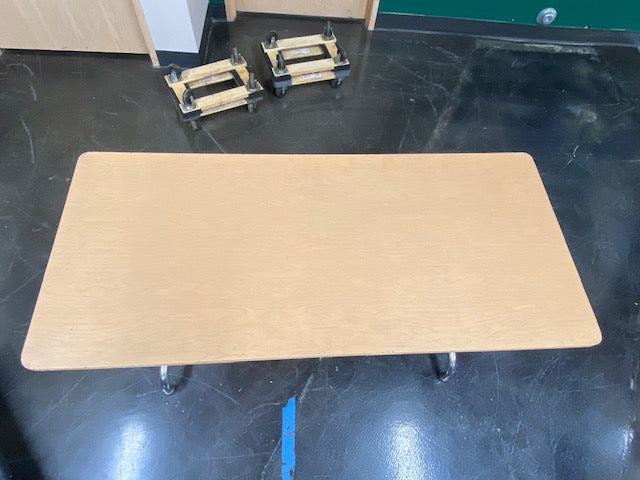 Mid-Century Modern Hardwood Table with Chrome Legs