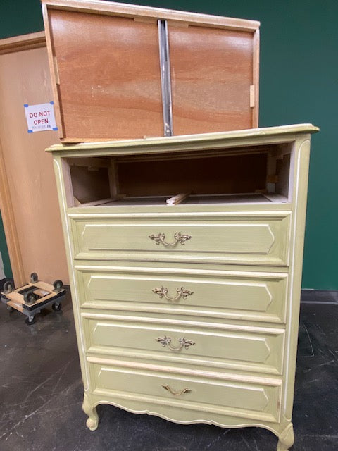 Charming Pale Yellow Five-Drawer Wooden Chest