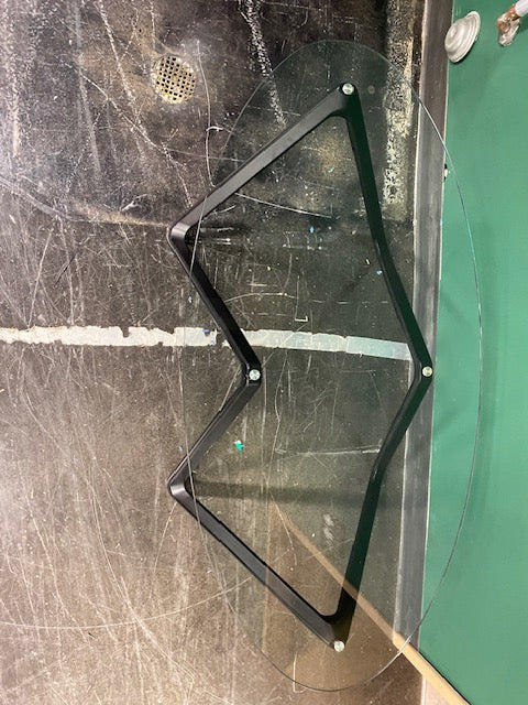 Modern Glass Top Coffee Table with Black Metal Base