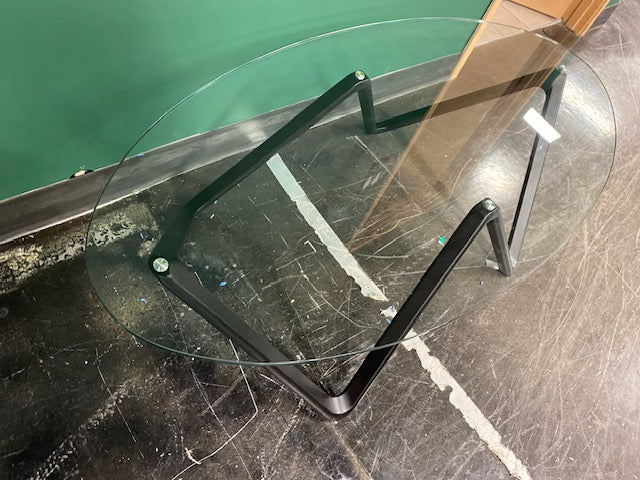 Modern Glass Top Coffee Table with Black Metal Base