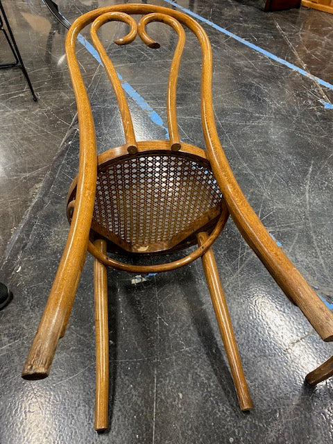 Pair of Vintage Wood Chairs with Cane Seats