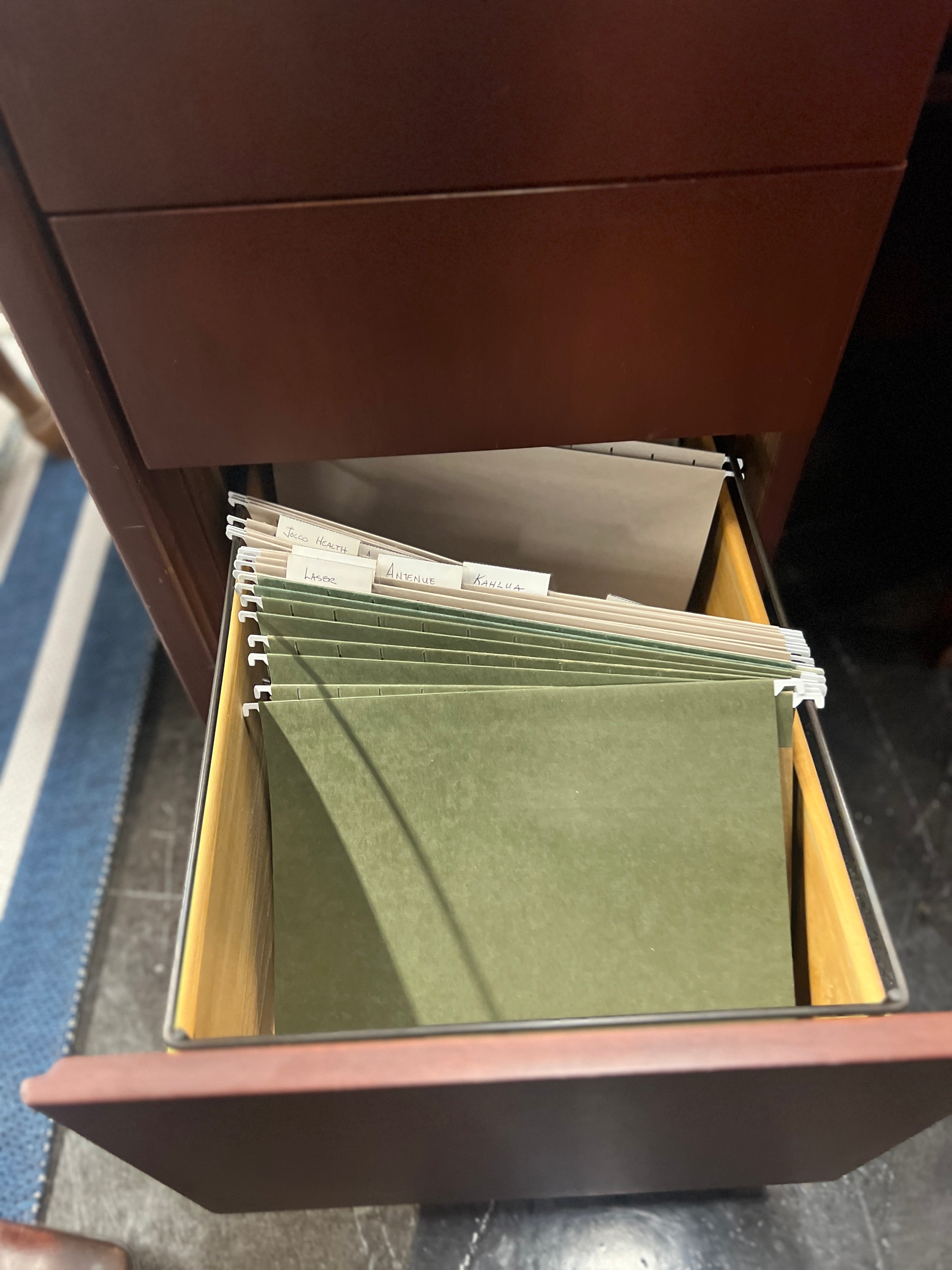 Cherry Wood Office Desk w/ Glass Top