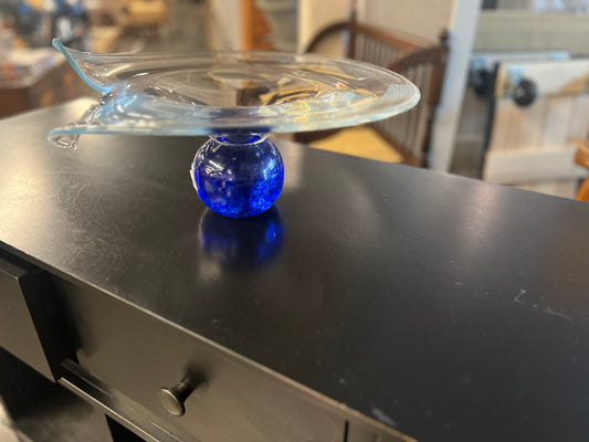 Large display bowl with blue base