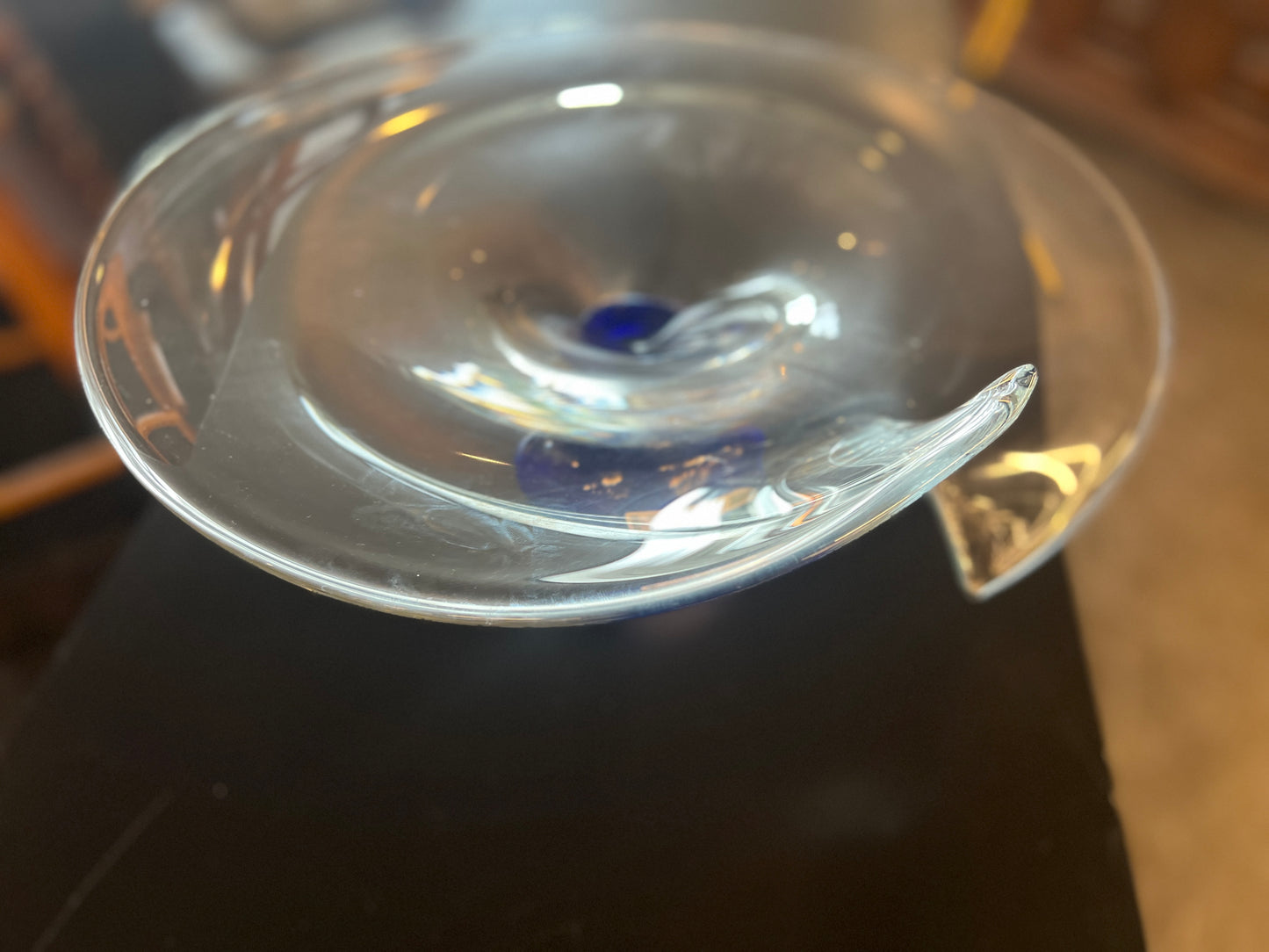 Large display bowl with blue base