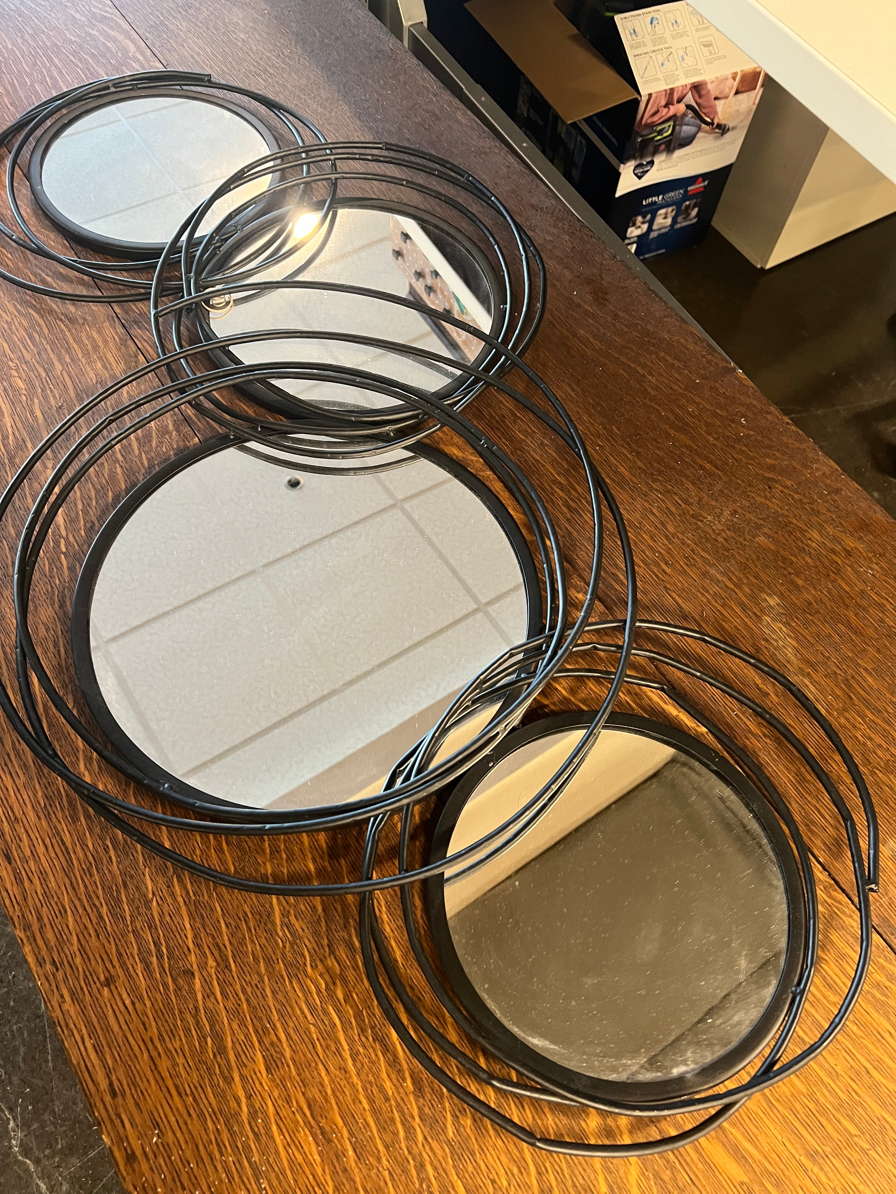 Black Abstract Circles Mirror
