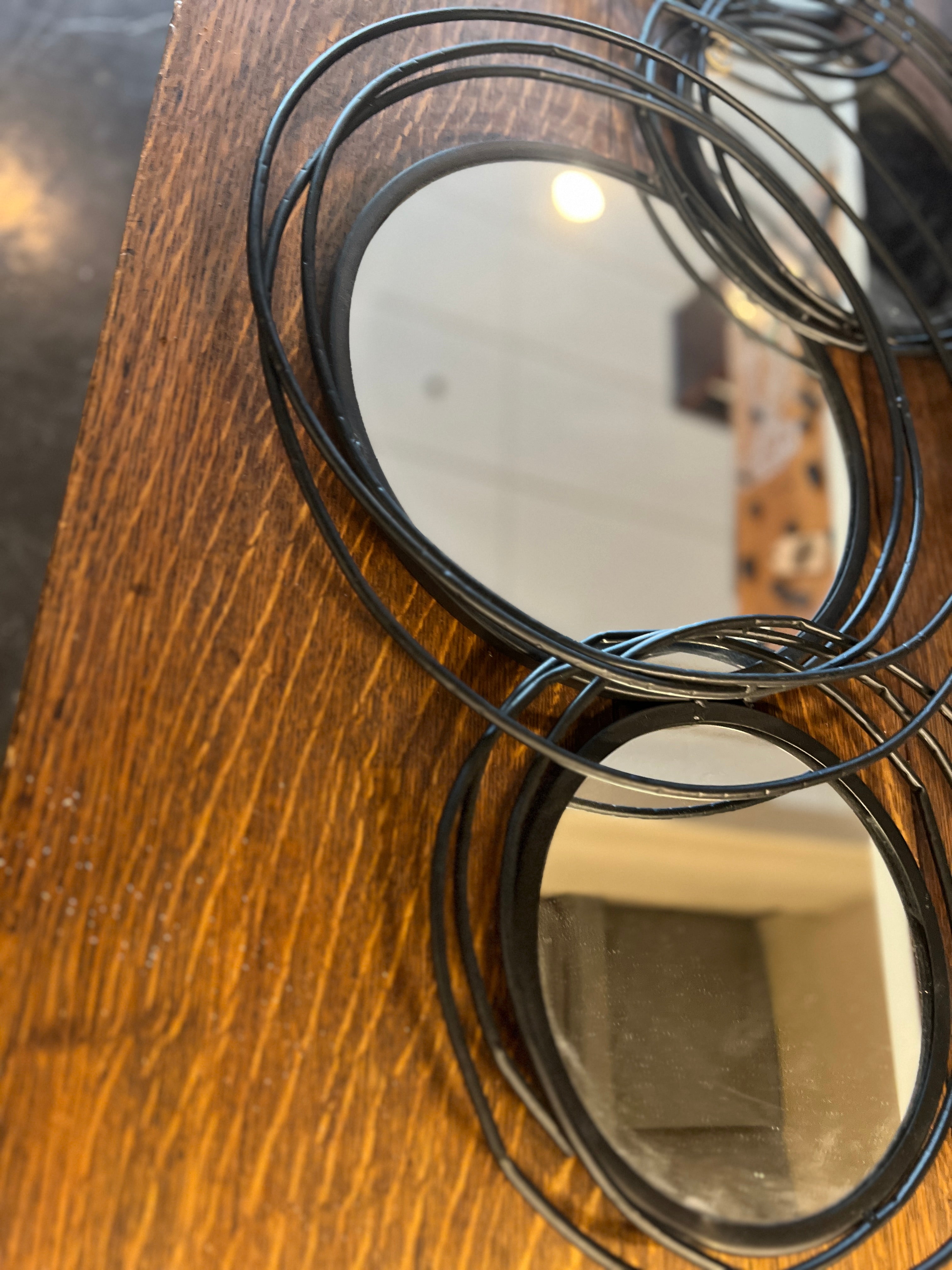 Black Abstract Circles Mirror