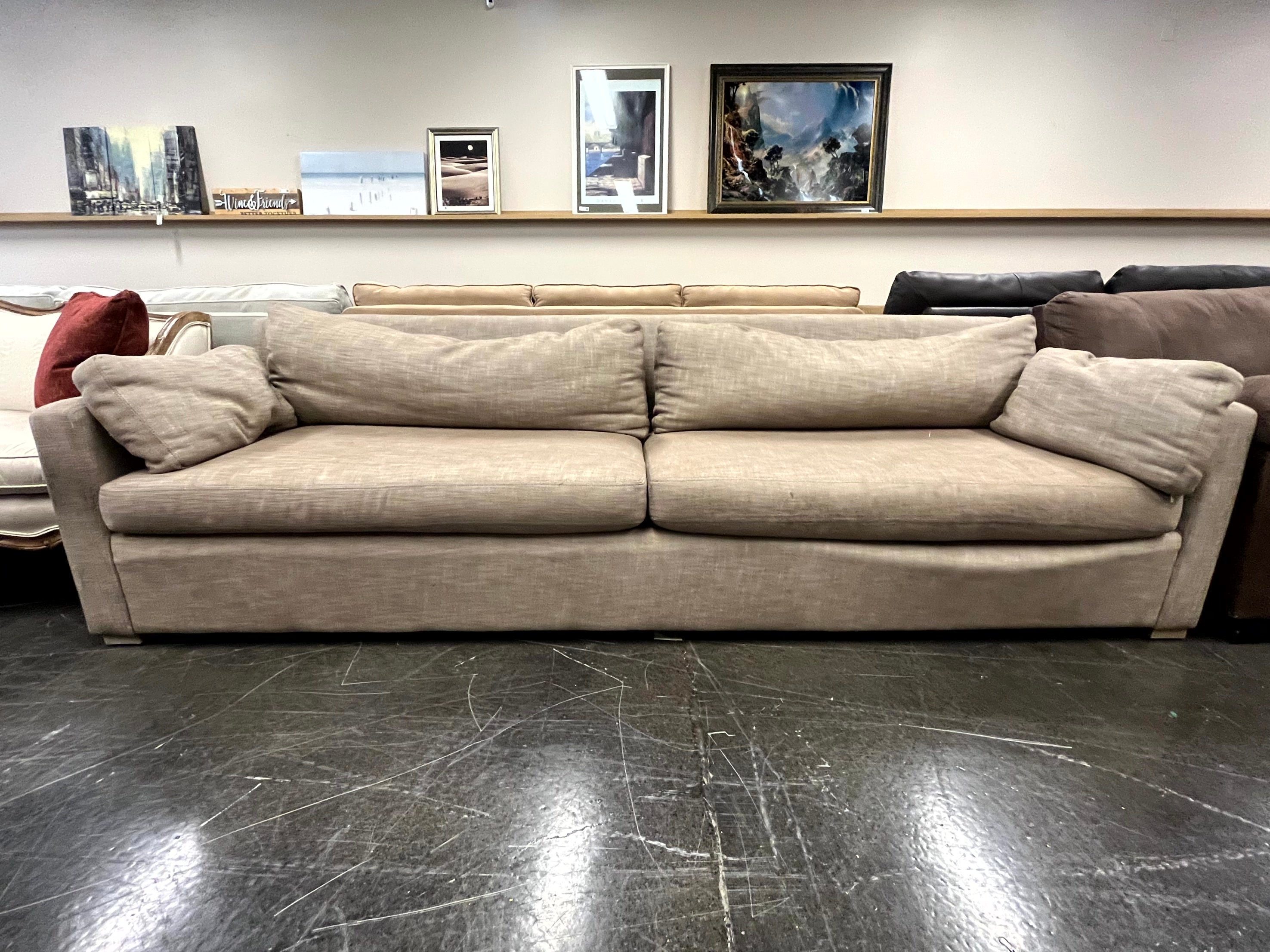Sturdy Restoration Hardware Sofa: Neutral Linen Fabric in Good Condition