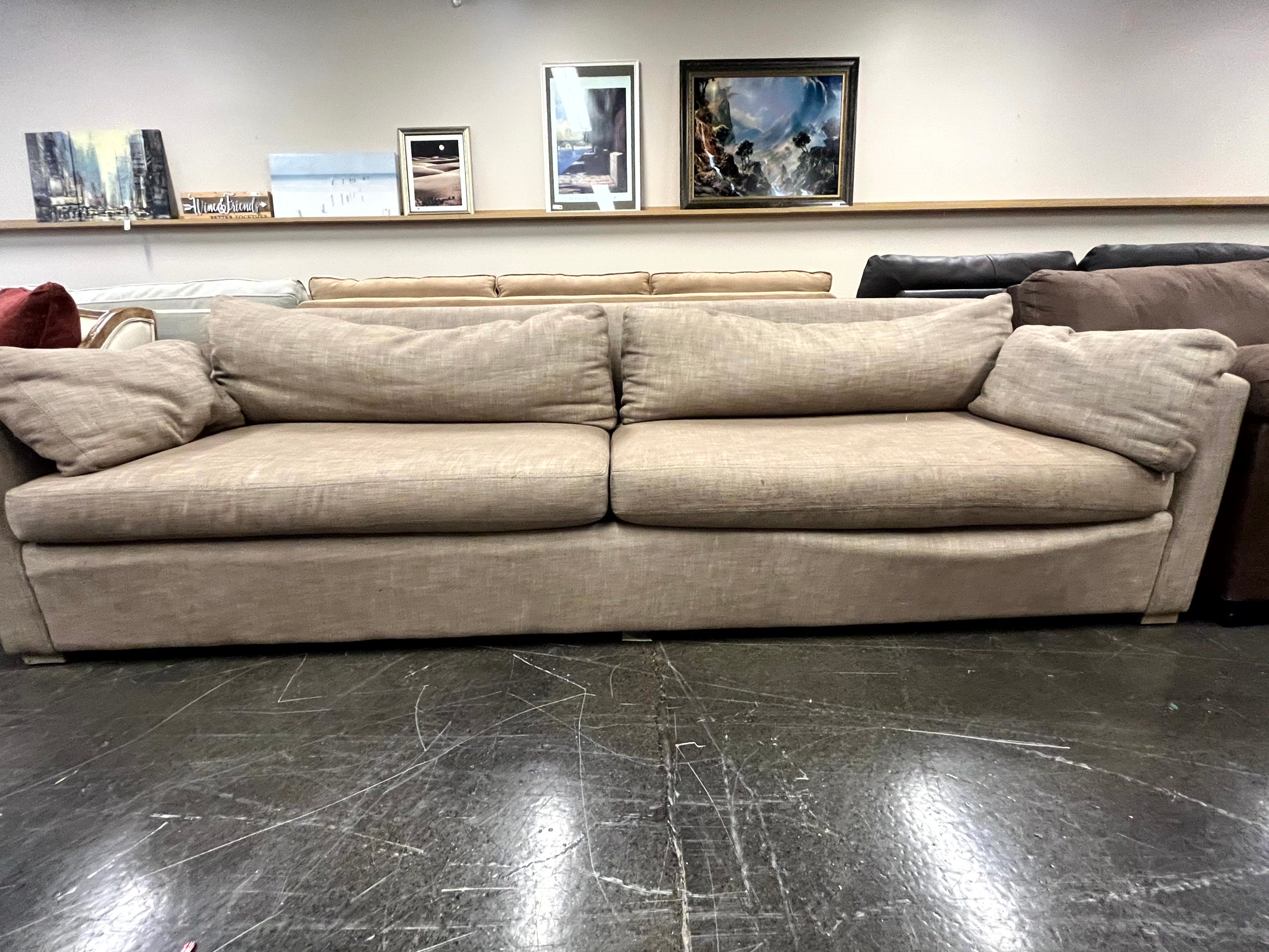 Sturdy Restoration Hardware Sofa: Neutral Linen Fabric in Good Condition
