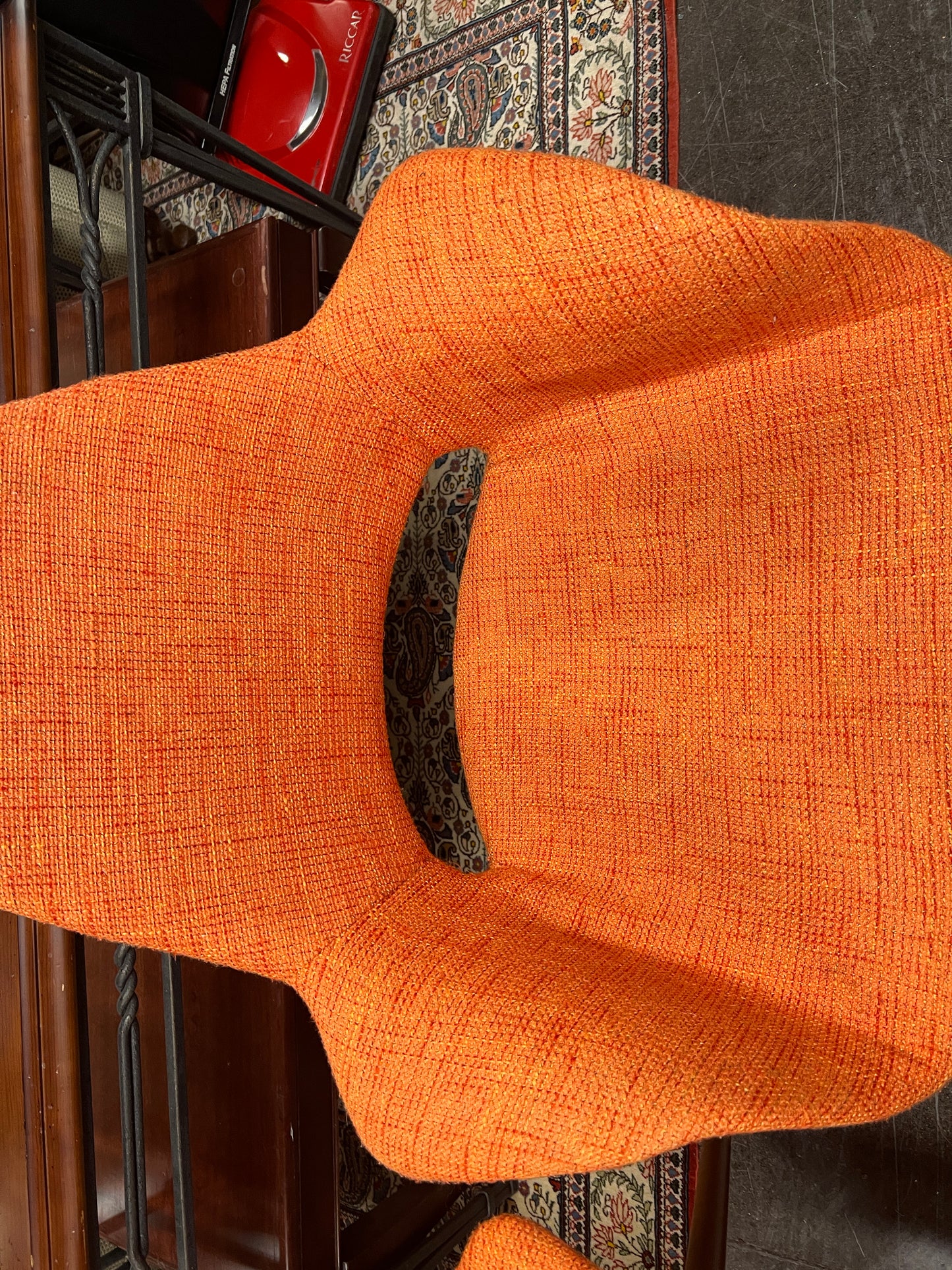 Retro Orange Tweed Accent Chair